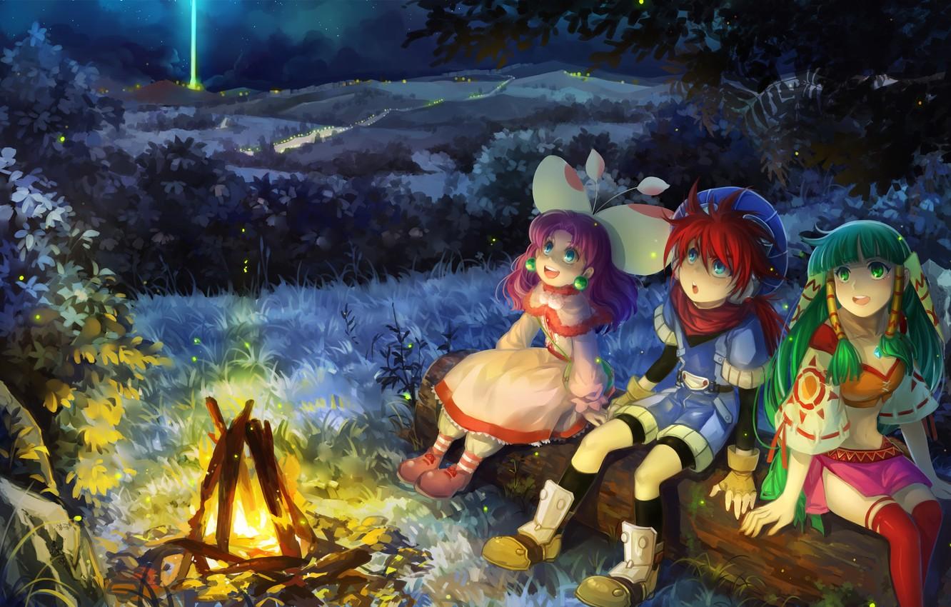 Wallpaper forest, night, the game, the fire, game, forest