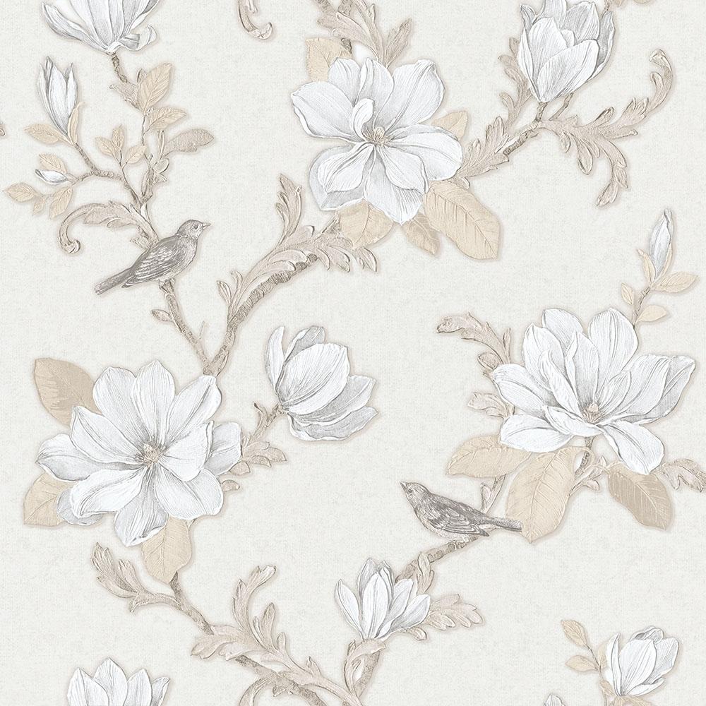 Clematis Floral Wallpaper Cream Beige