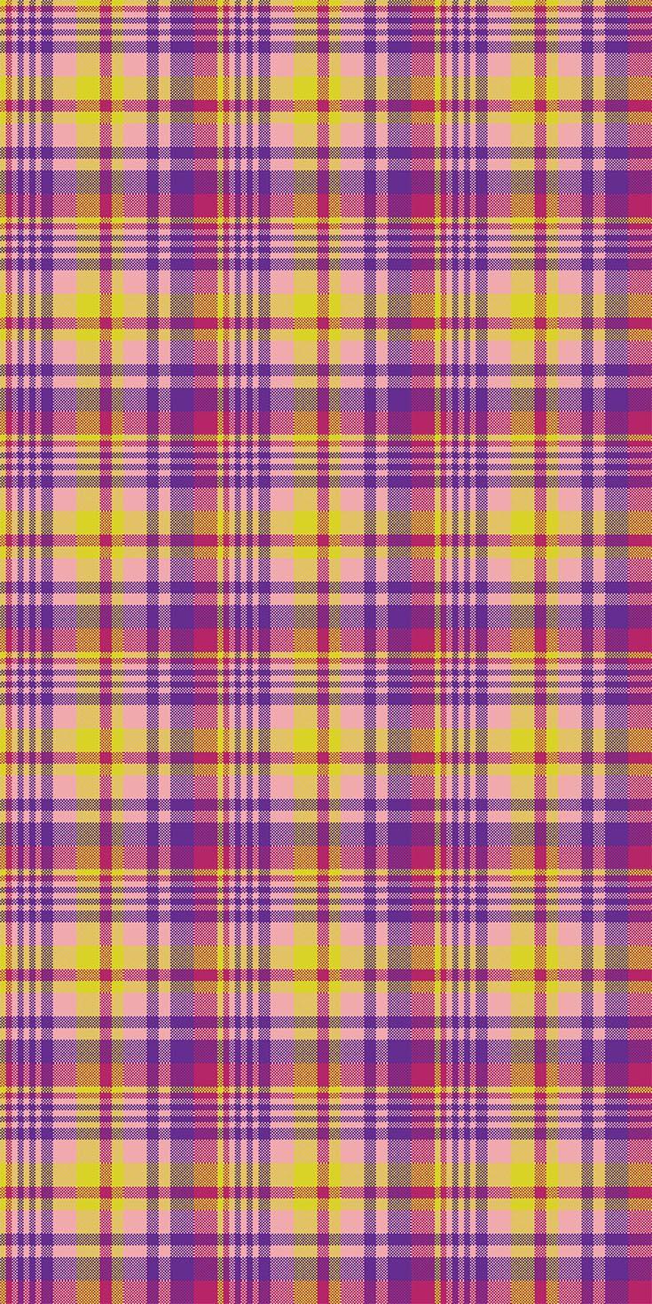 Yellow pink check madras seamless fabric texture. Vector