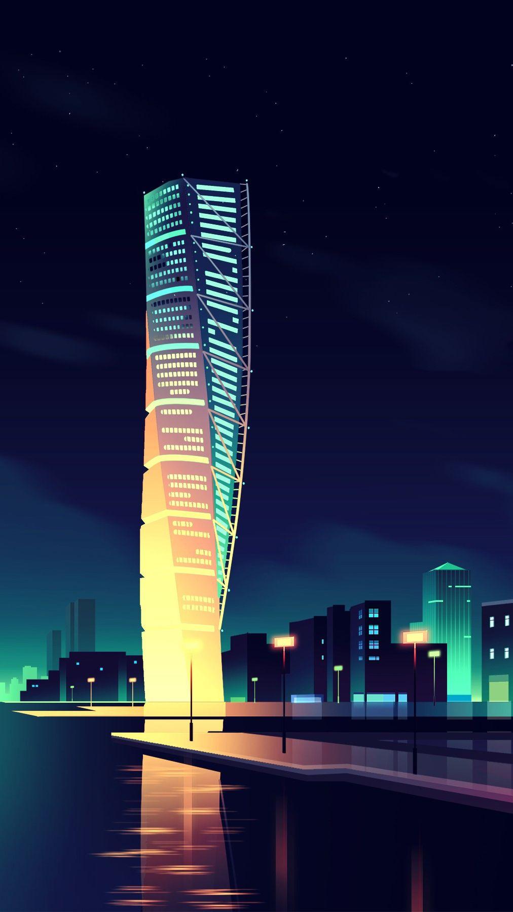 Animated Night City Wallpaper IPhone Wallpaper. City Wallpaper, City Iphone Wallpaper, Minimalist Wallpaper
