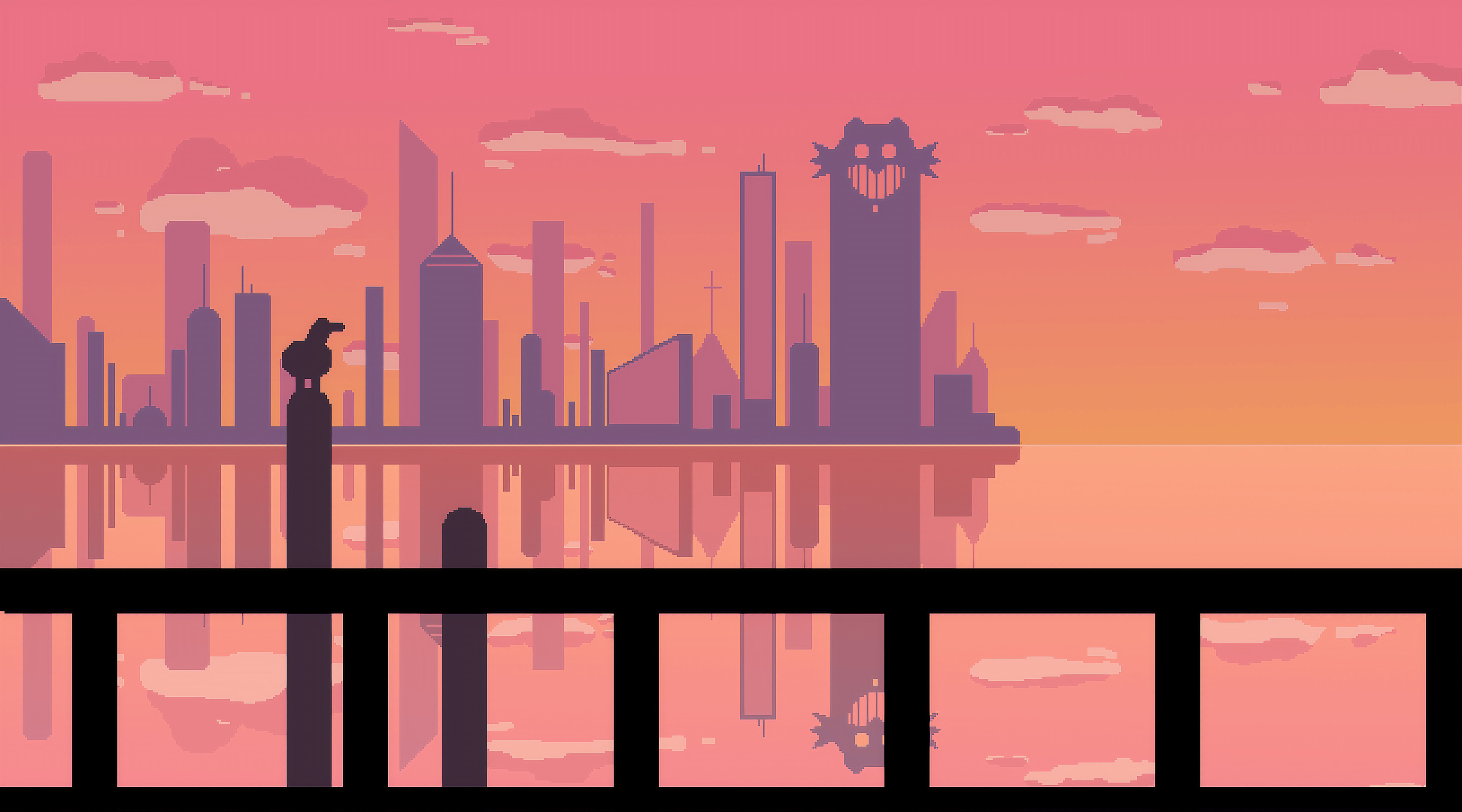 Sunset At Pixel City, HD Artist, 4k Wallpaper, Image