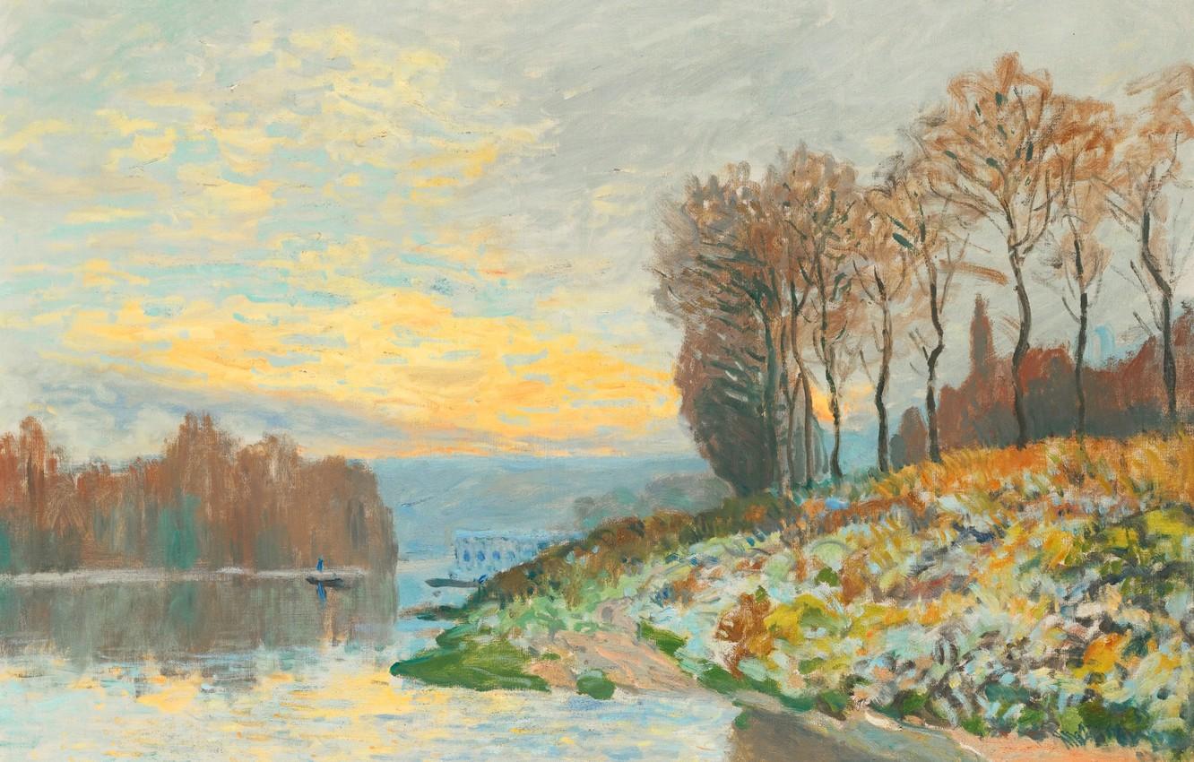 Wallpaper autumn, landscape, picture, Alfred Sisley, Alfred