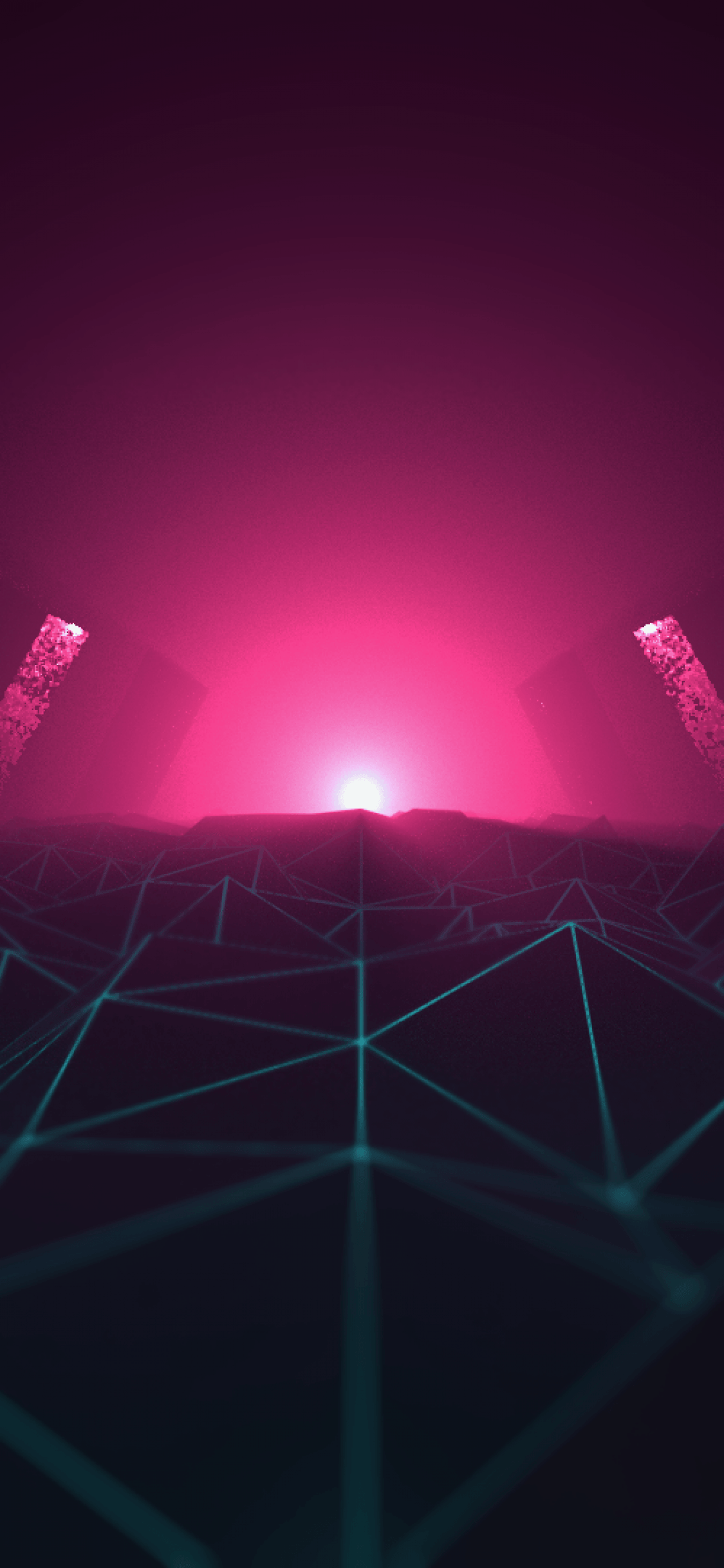 Download 1125x2436 Synthwave, Retro Wave, Neon Light, Path