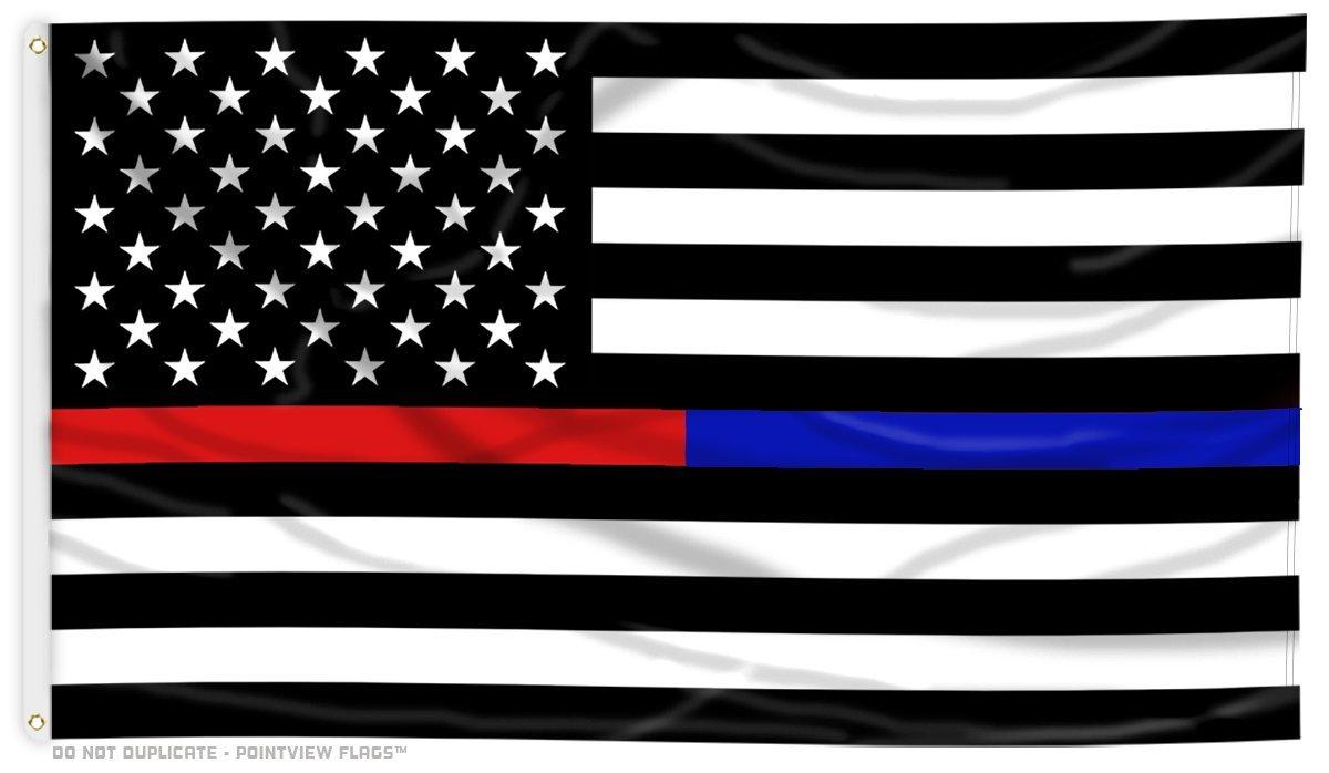 Thin Blue Line and Thin Red Line Dual American Flag x 5 ft with Grommets