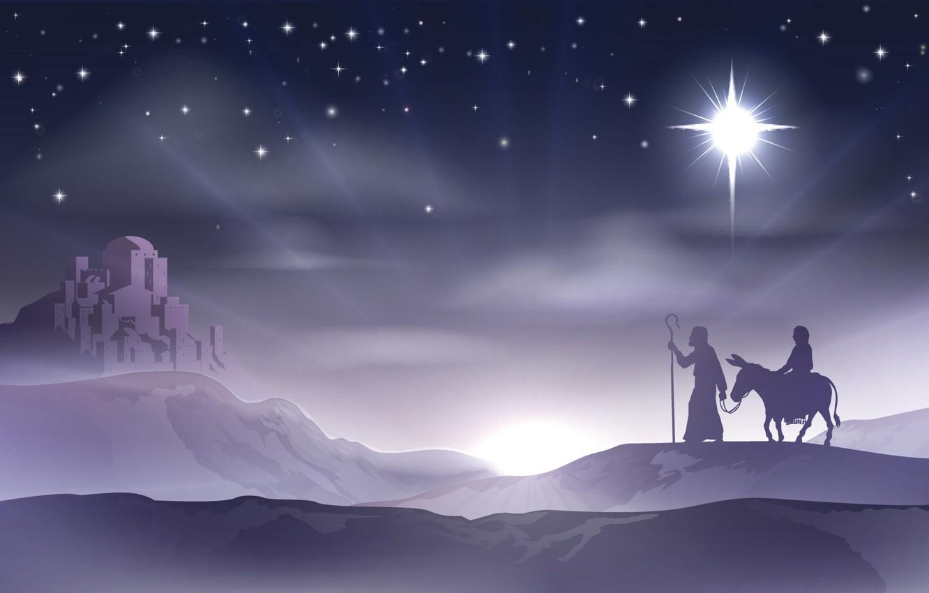 Wallpaper vector, Christmas, New year, Bethlehem, Mary