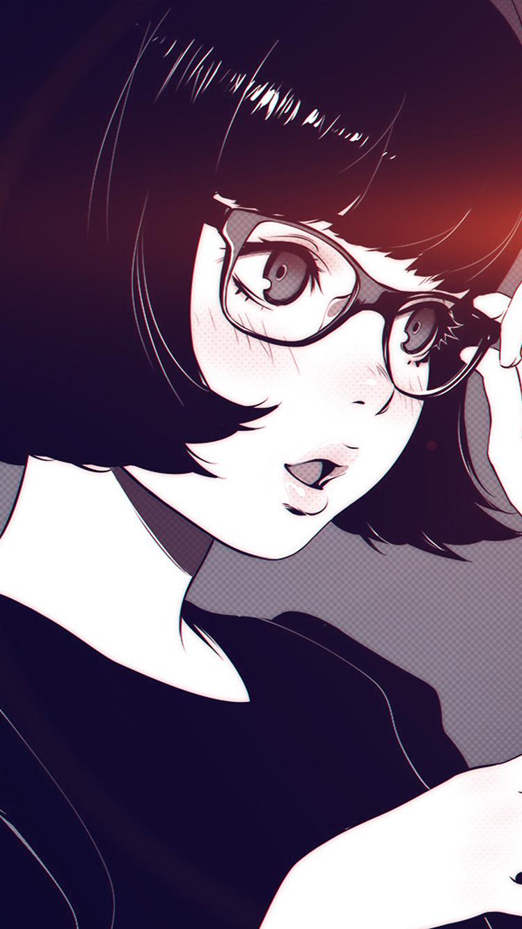 iPhone Hair Anime Girl With Glasses Free Wallpaper