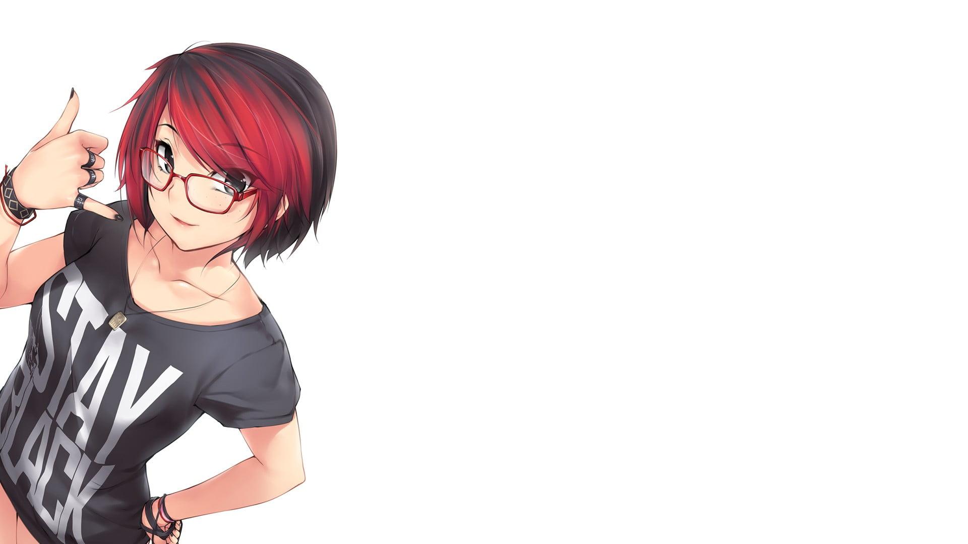 Girl anime character with red short hair HD wallpaper. Wallpaper