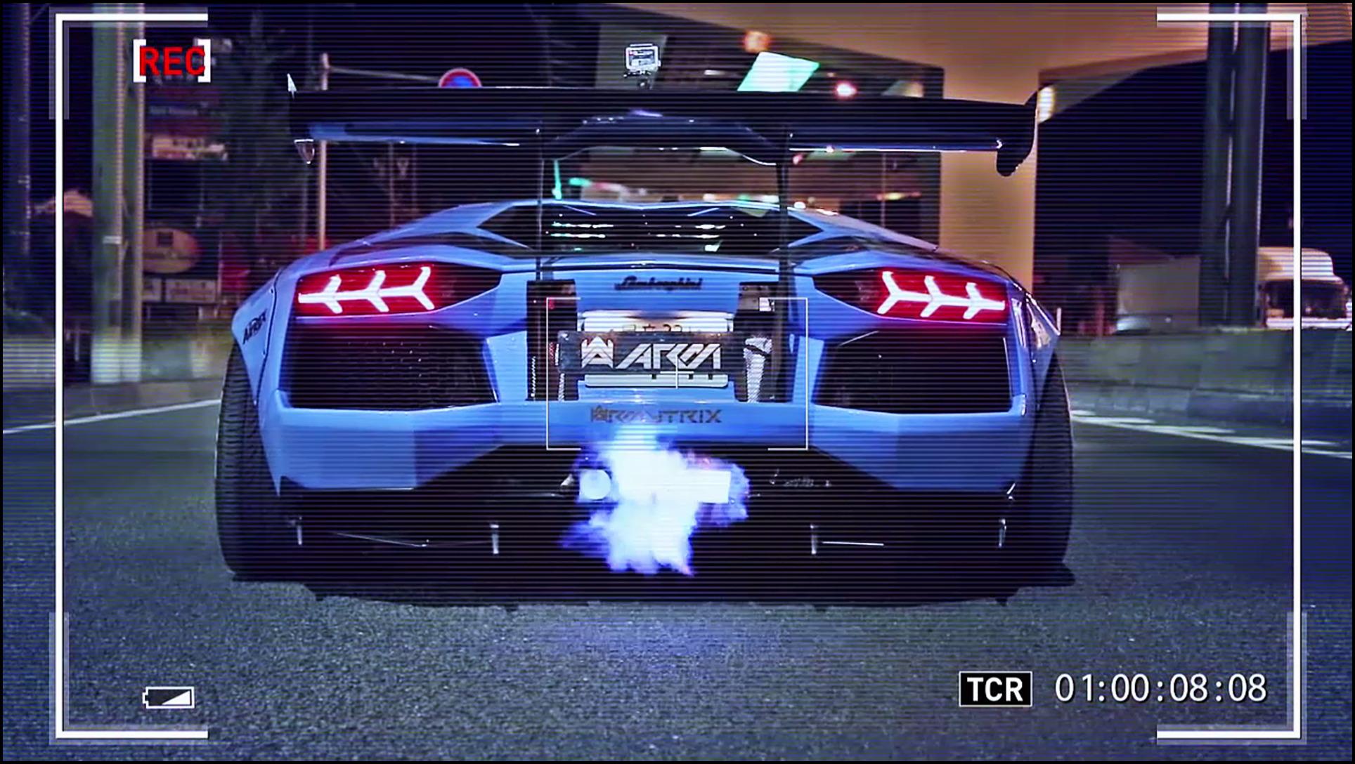 Lamborghini Aventador, Car, Blue Flames, Camera, Night
