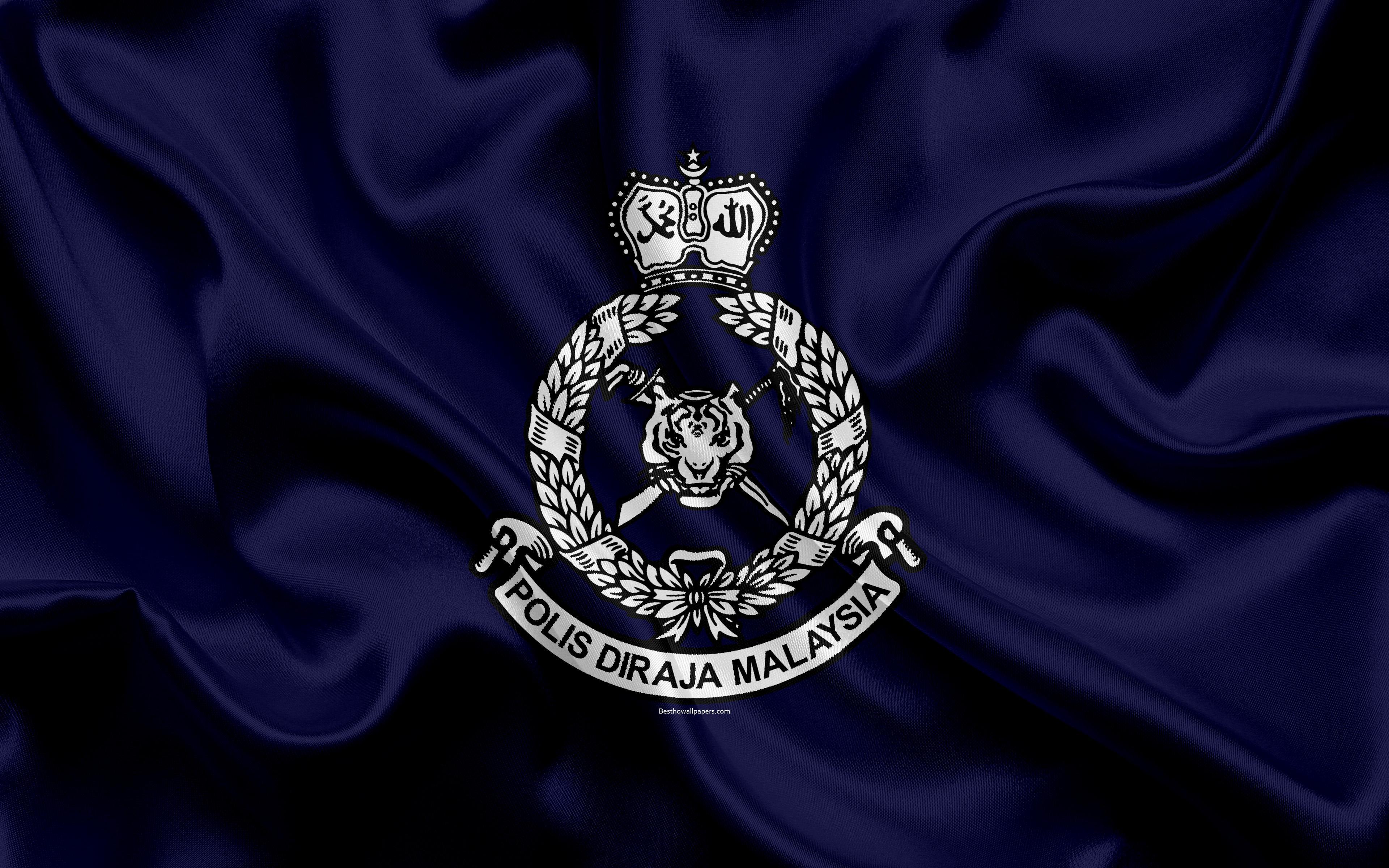 Download wallpaper Royal Malaysian Police, 4k, blue silk