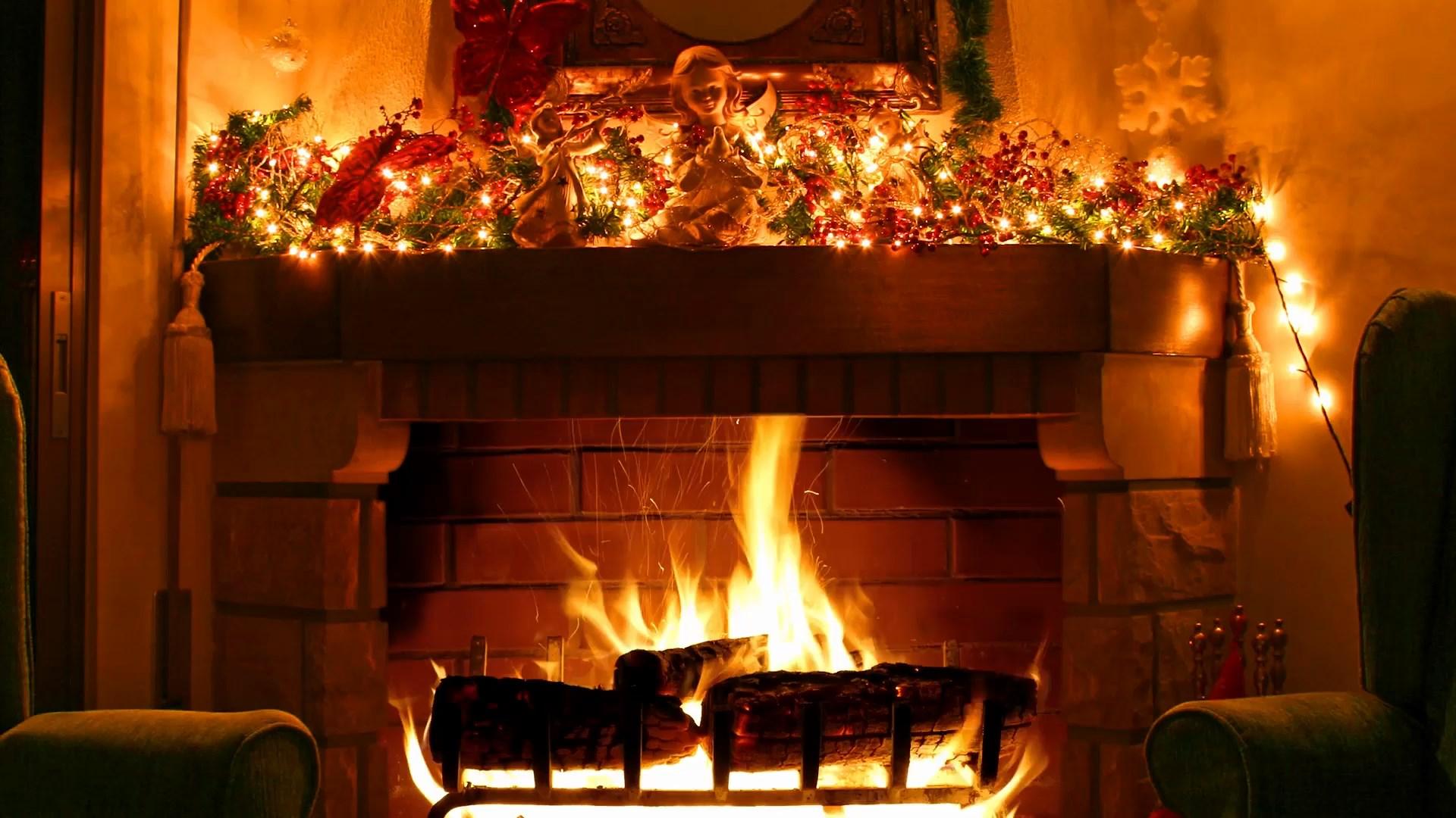 christmas music with fireplace screensaver