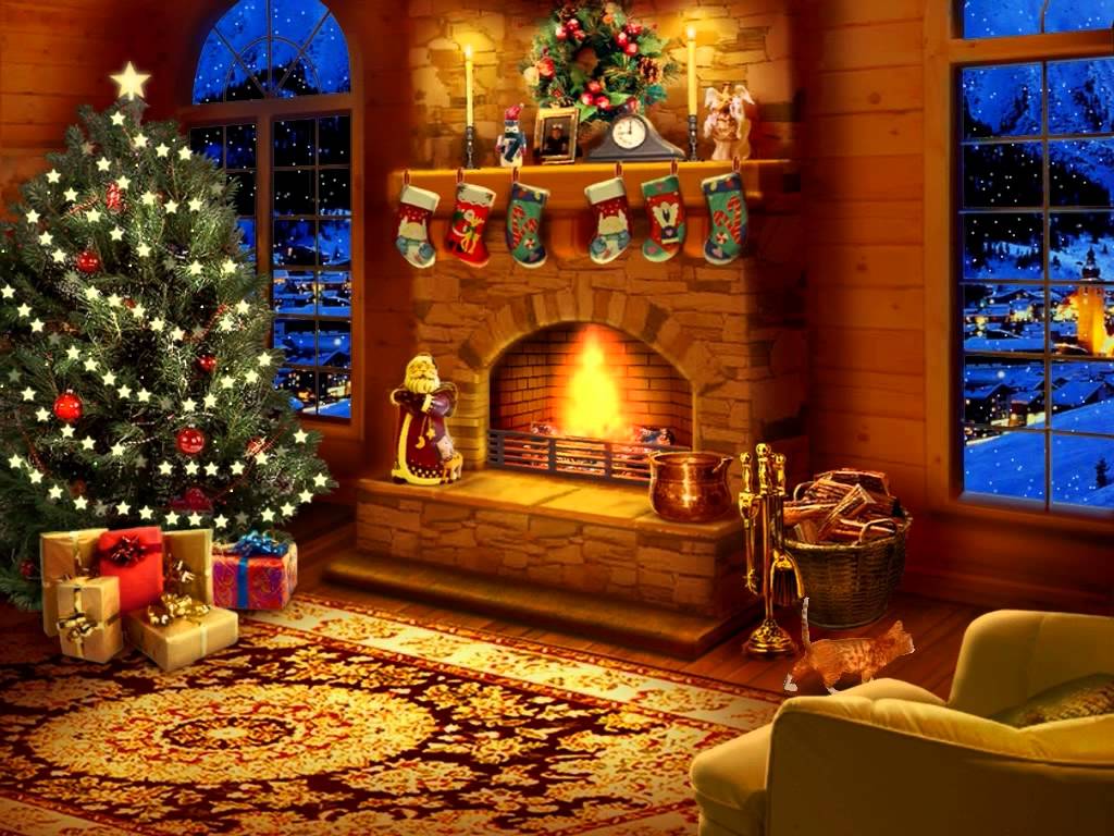 Free Christmas Fireplace Wallpaper