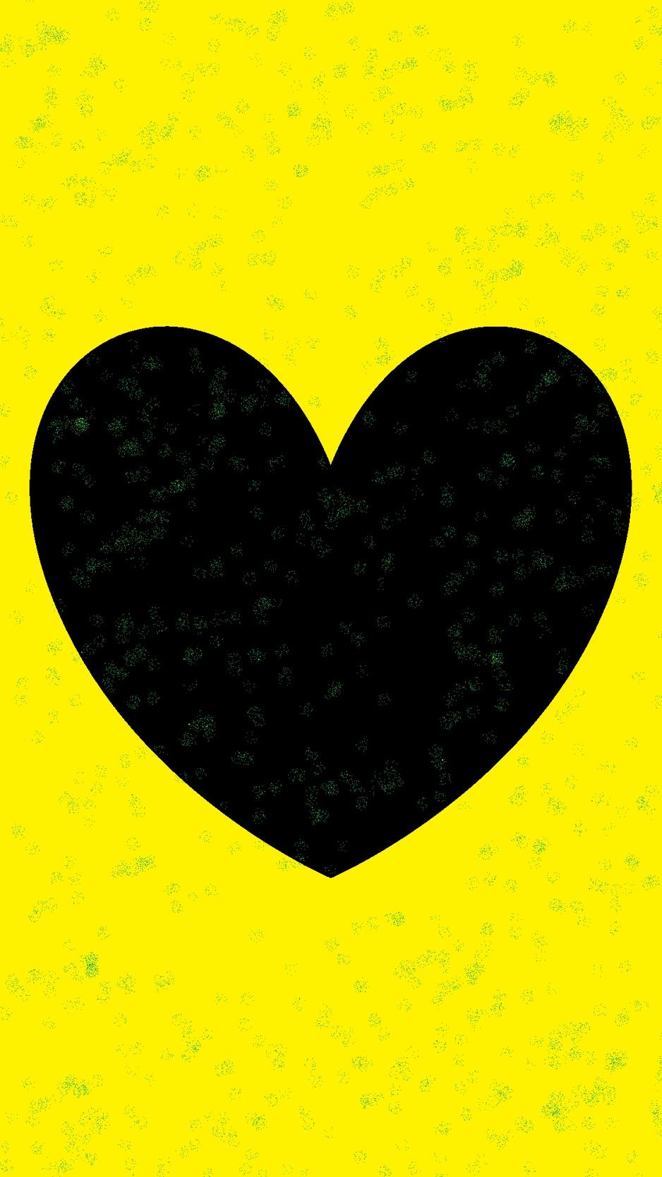 Download wallpaper 938x1668 heart, yellow, glitter, art