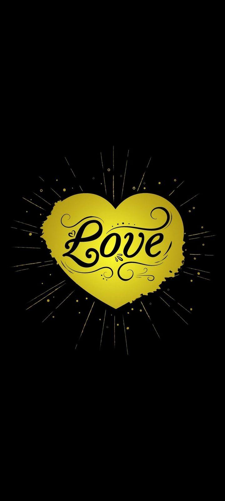 Black Yellow Love Heart Wallpaper - [720x1600]