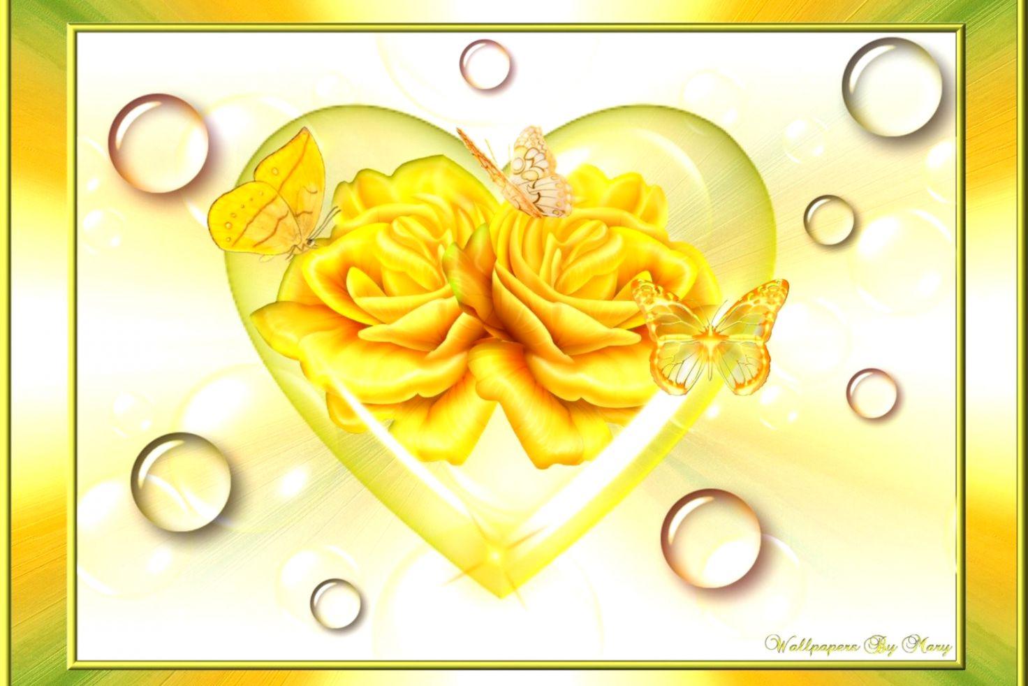 Butterflies Yellow Flowers Wallpaper HD