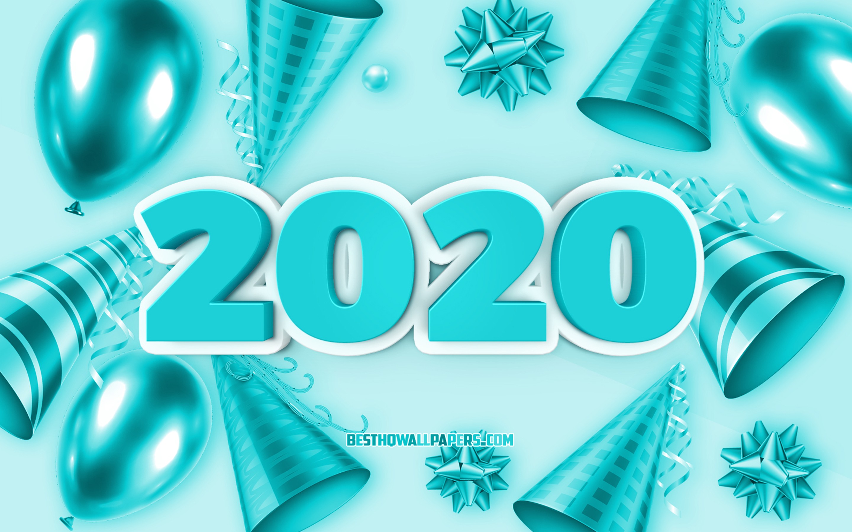 Download wallpaper 2020 New Year, Turquoise christmas