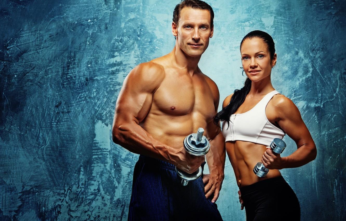Wallpaper couple, fitness, bodybuilding image for desktop, section спорт