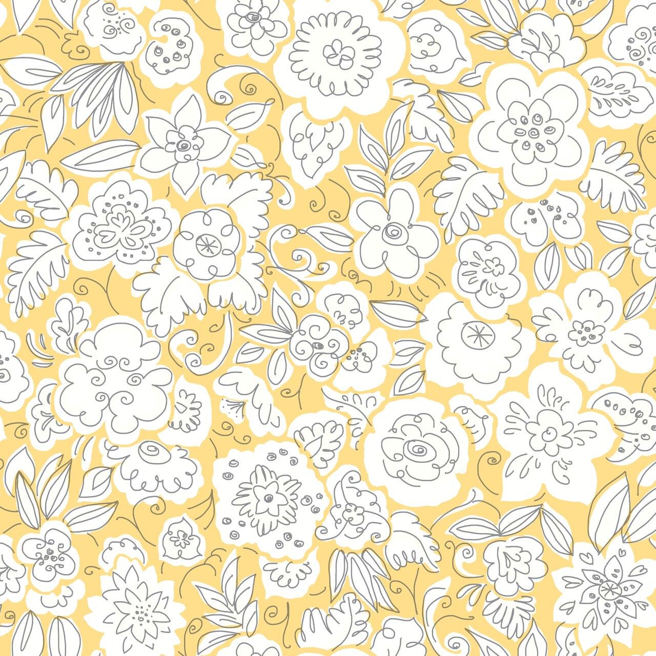 York Wallcoverings WI01020 Dream Big Doodle Garden Wallpaper Yellow