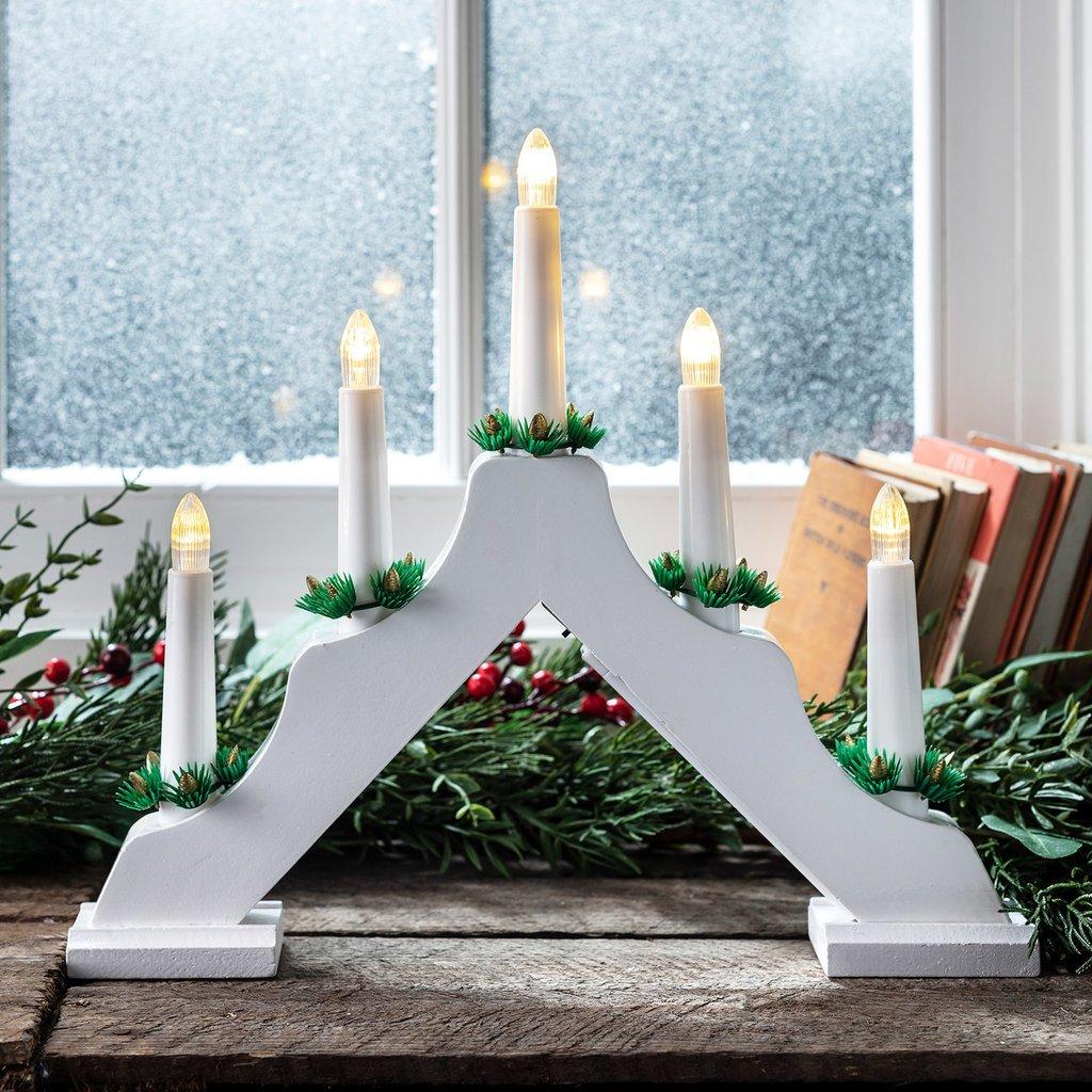 White Wooden Nostalgia LED Christmas Candle Bridge