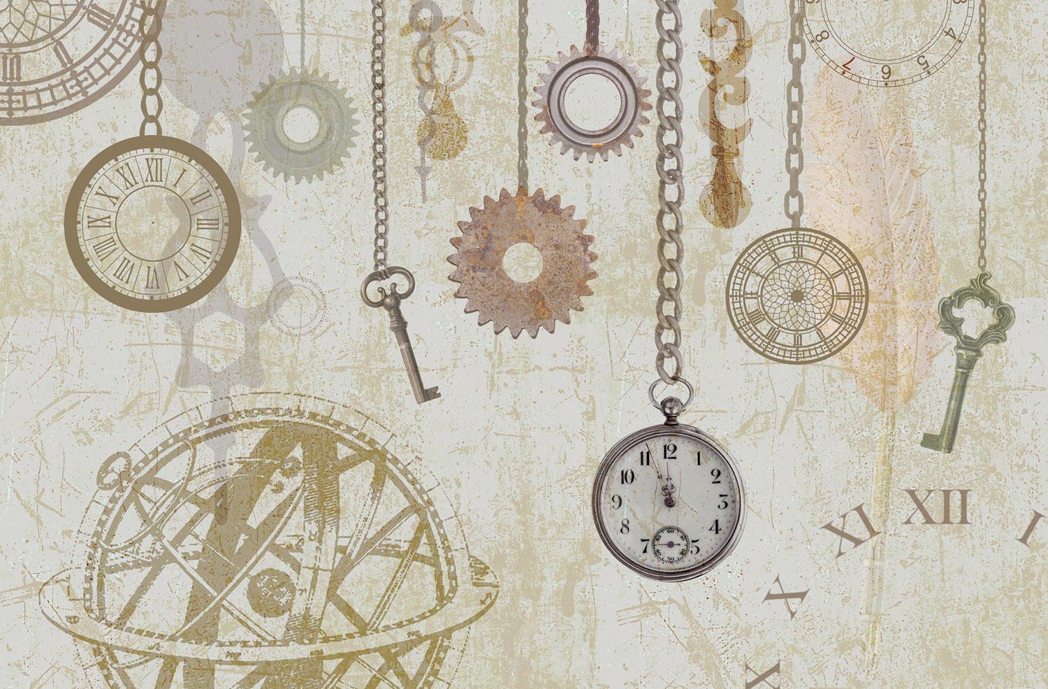 CLOCK AND KEYS coverings / wallpaper from WallPepper
