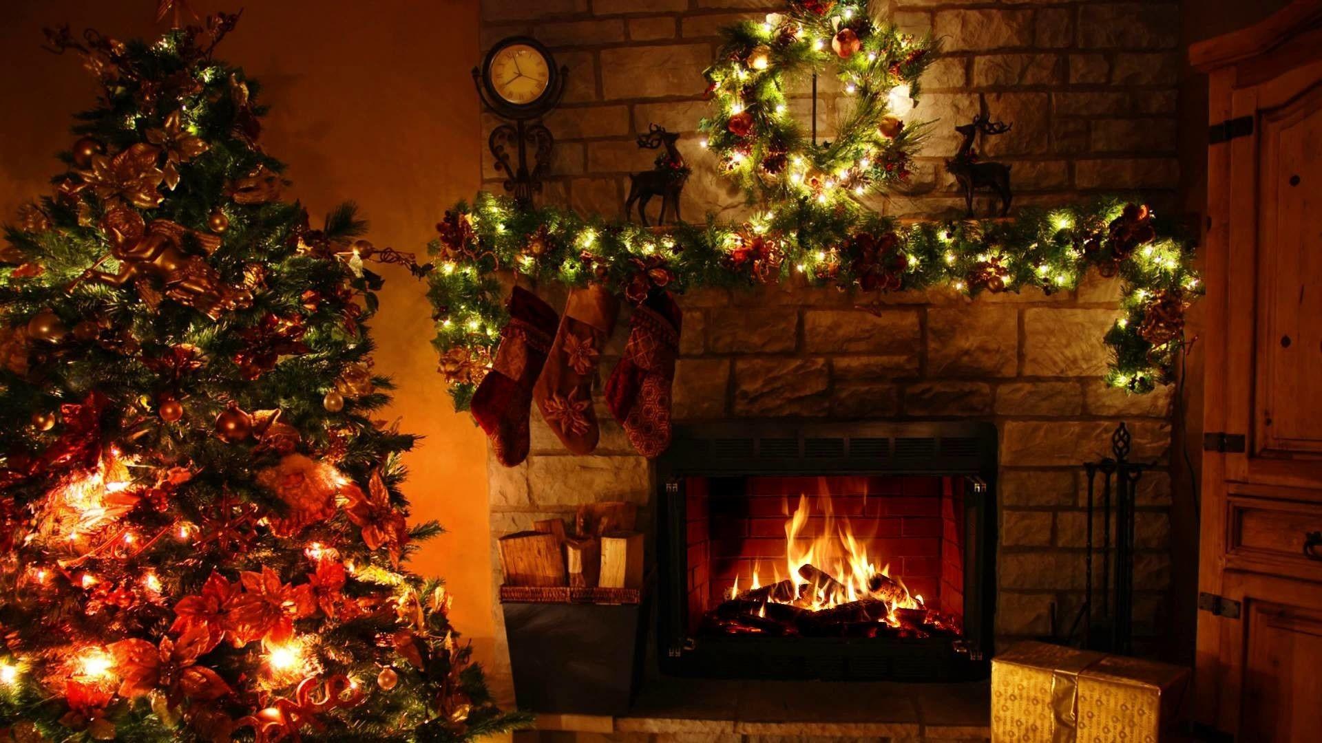 animated christmas fireplace wallpaper
