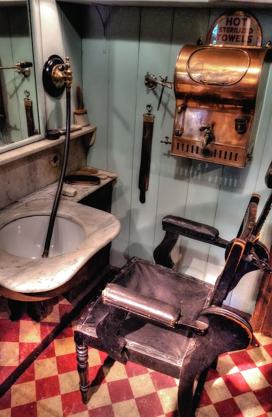 HD wallpaper: black wooden chair beside sink, barbers chair