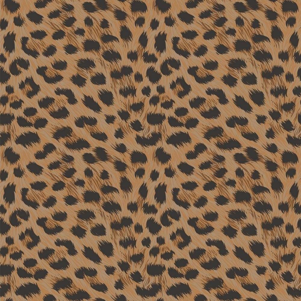 Fine Decor Furs Leopard Animal Print Wallpaper Natural Orange, Black (FD30681)