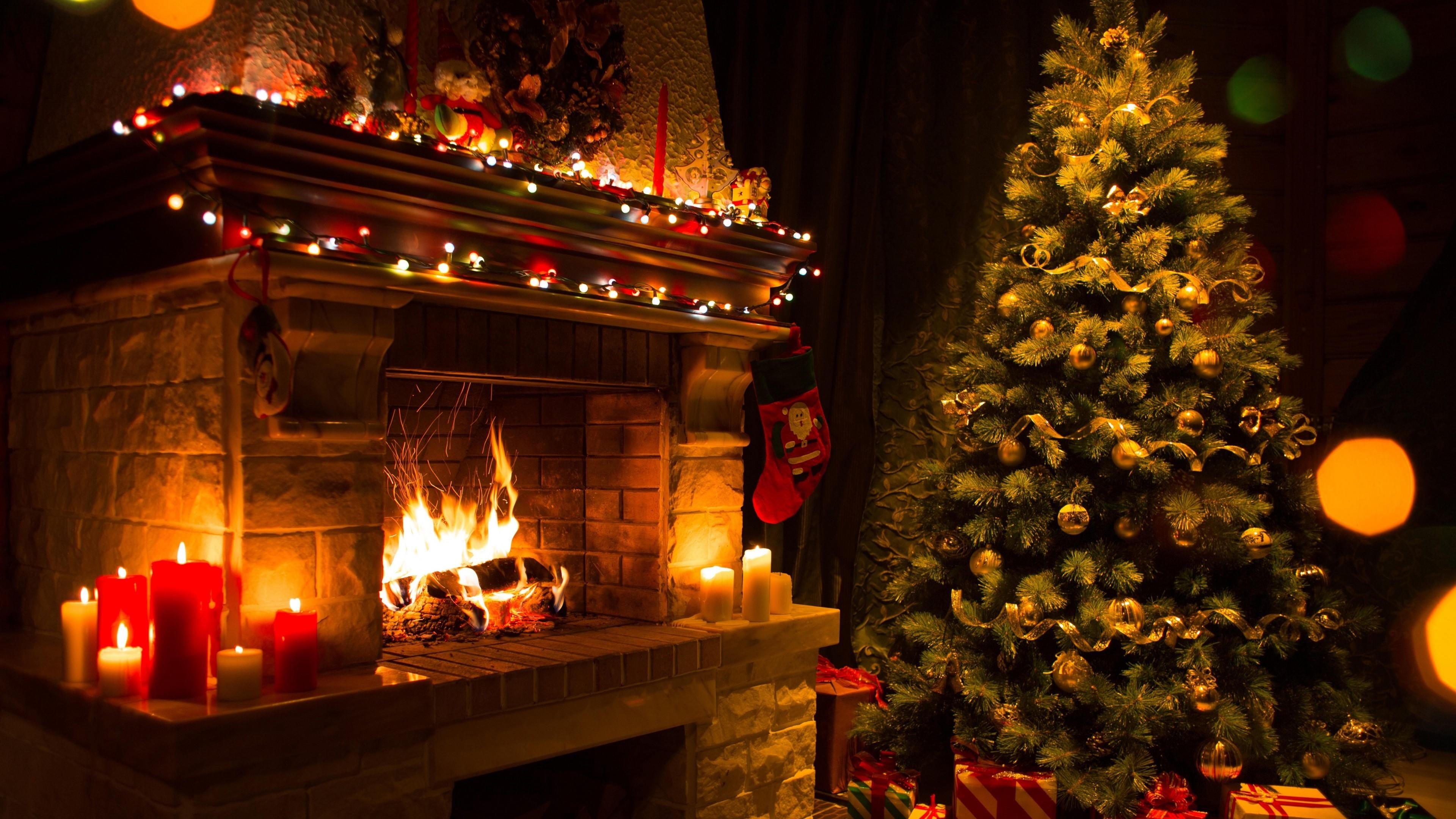 Christmas Fireplace Google Meet Background