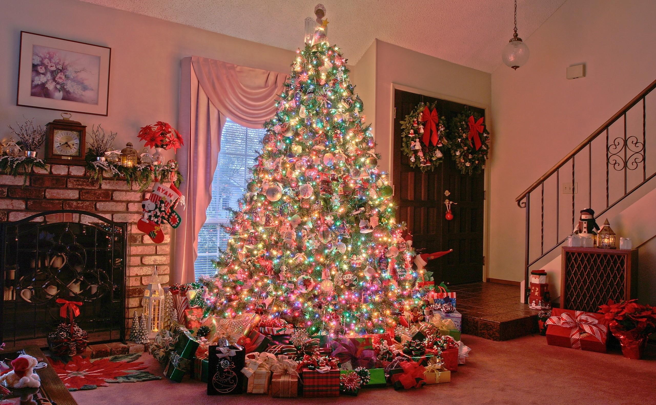 Christmas, Holiday, Tree, Presents, Fireplace, Home
