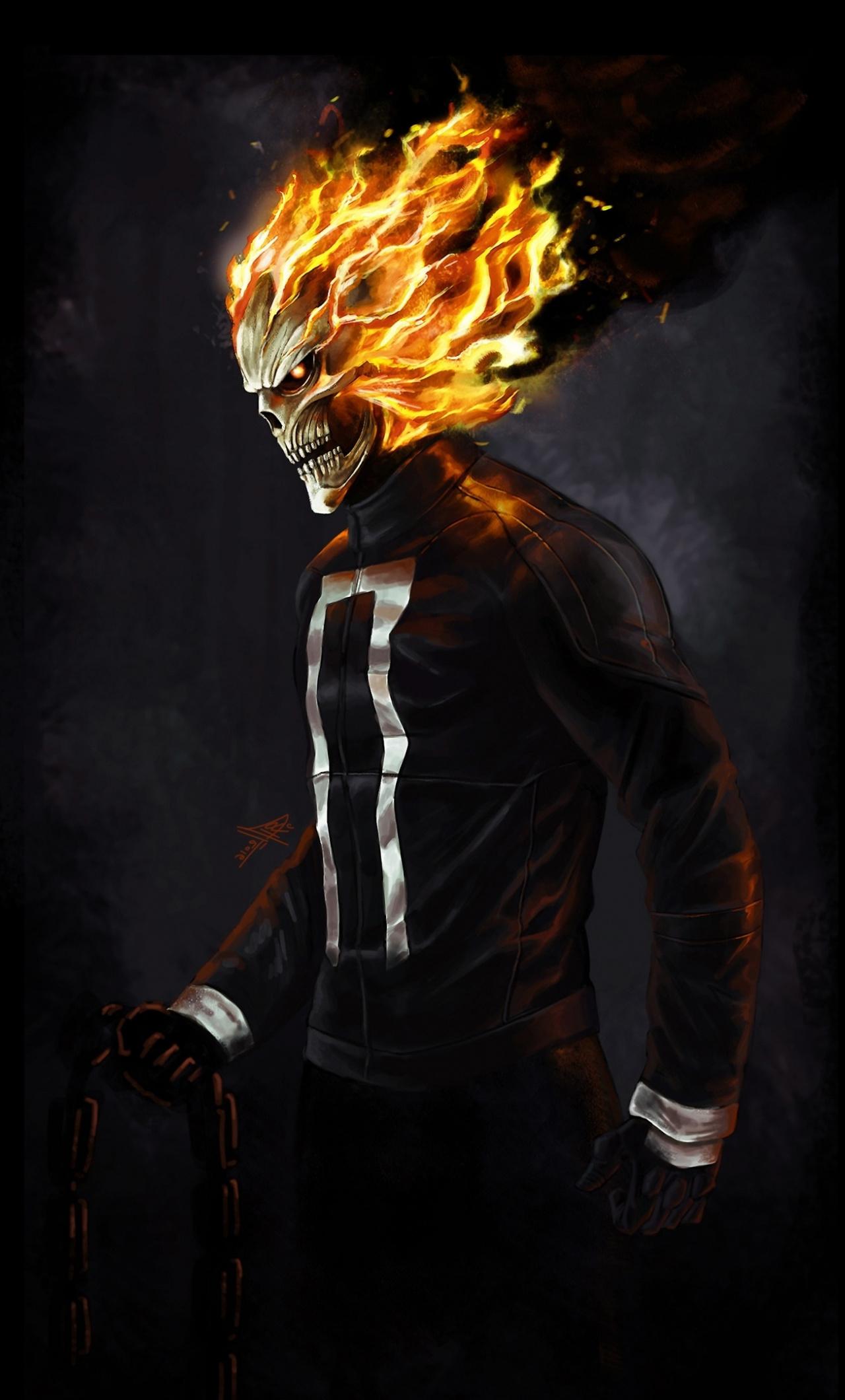 Download 1280x2120 wallpaper ghost rider, marvel superhero