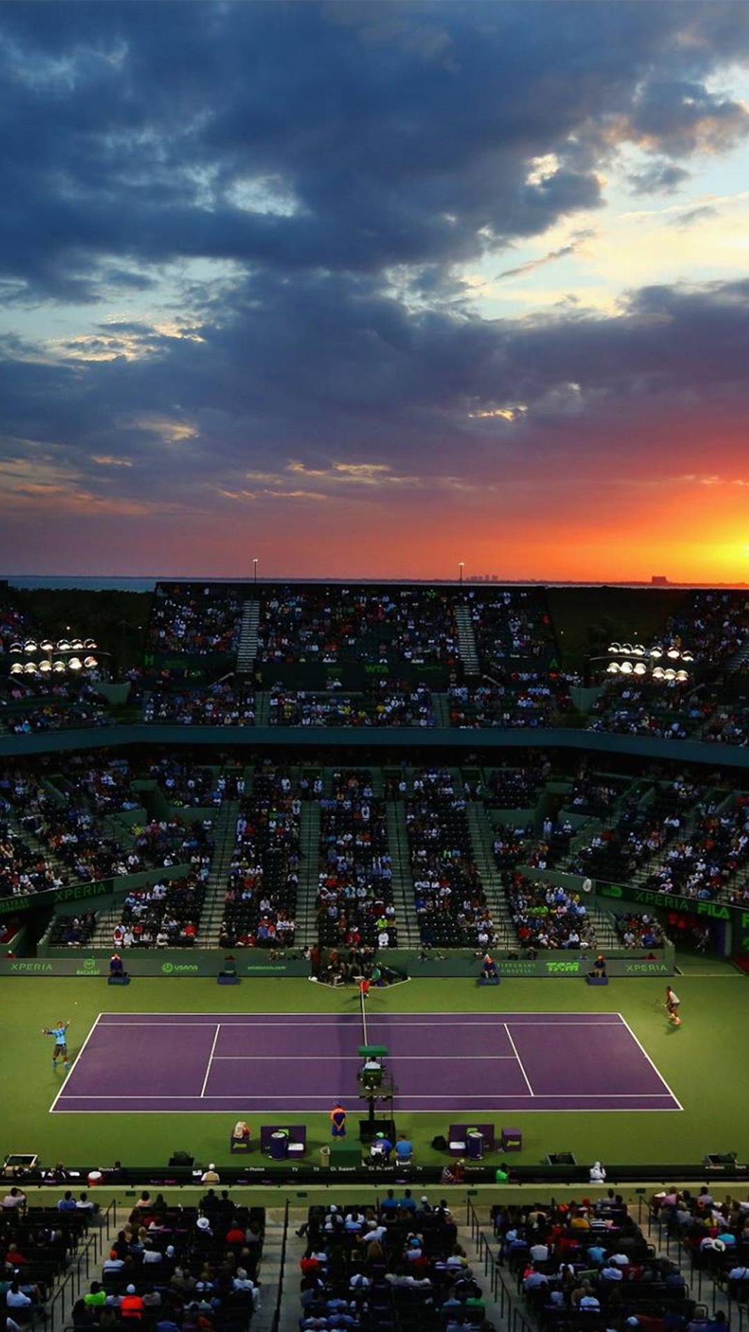 Sports Wallpaper Tennis Court Miami Open Sunset Android
