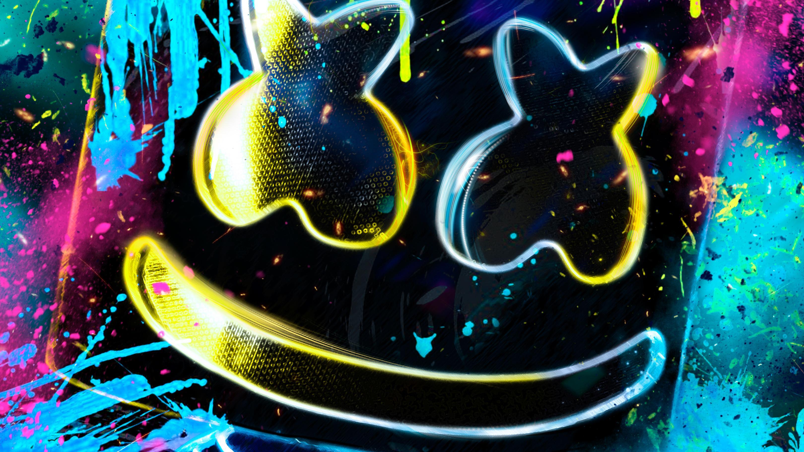 Neon Marshmello, HD Music, 4k Wallpaper, Image