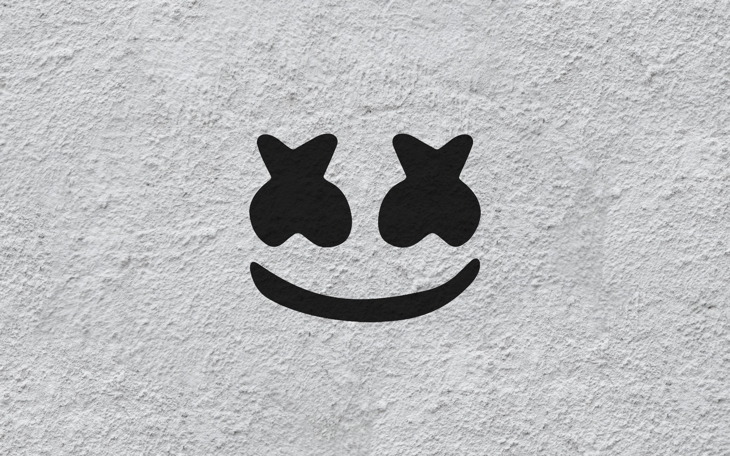 Download wallpaper Marshmello, Dj, logo, emblem, wall, wall