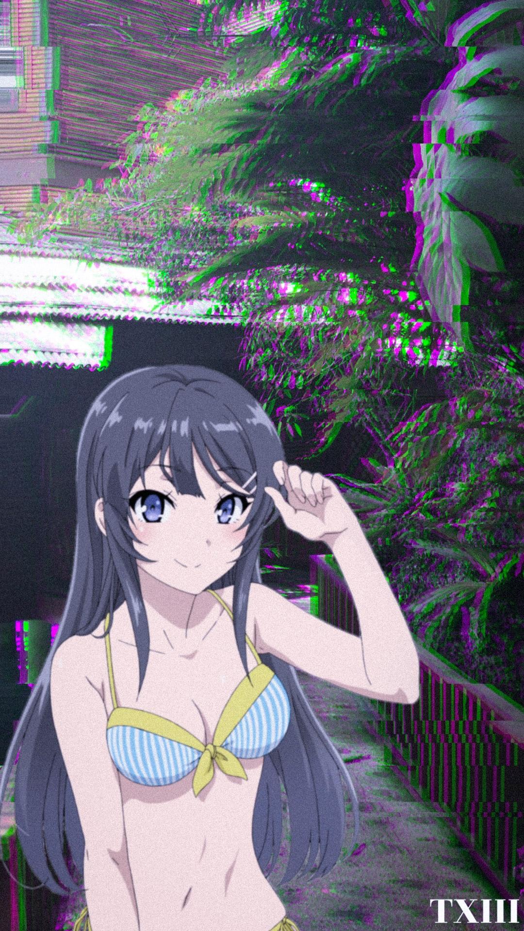 Stylistic Real Photo Glitch Sakurajima from Rascal
