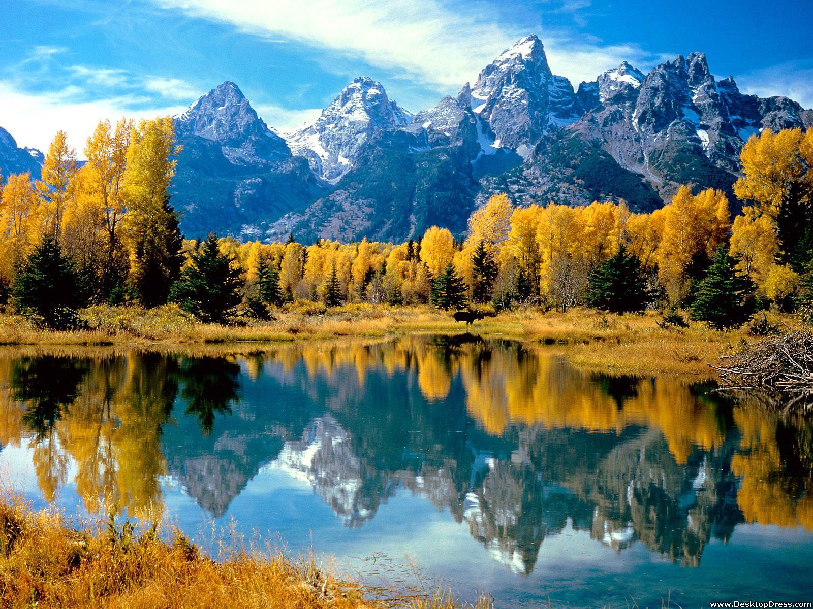 Desktop Wallpaper Natural Background Autumn Grandeur, Grand Teton National Park, Wyoming
