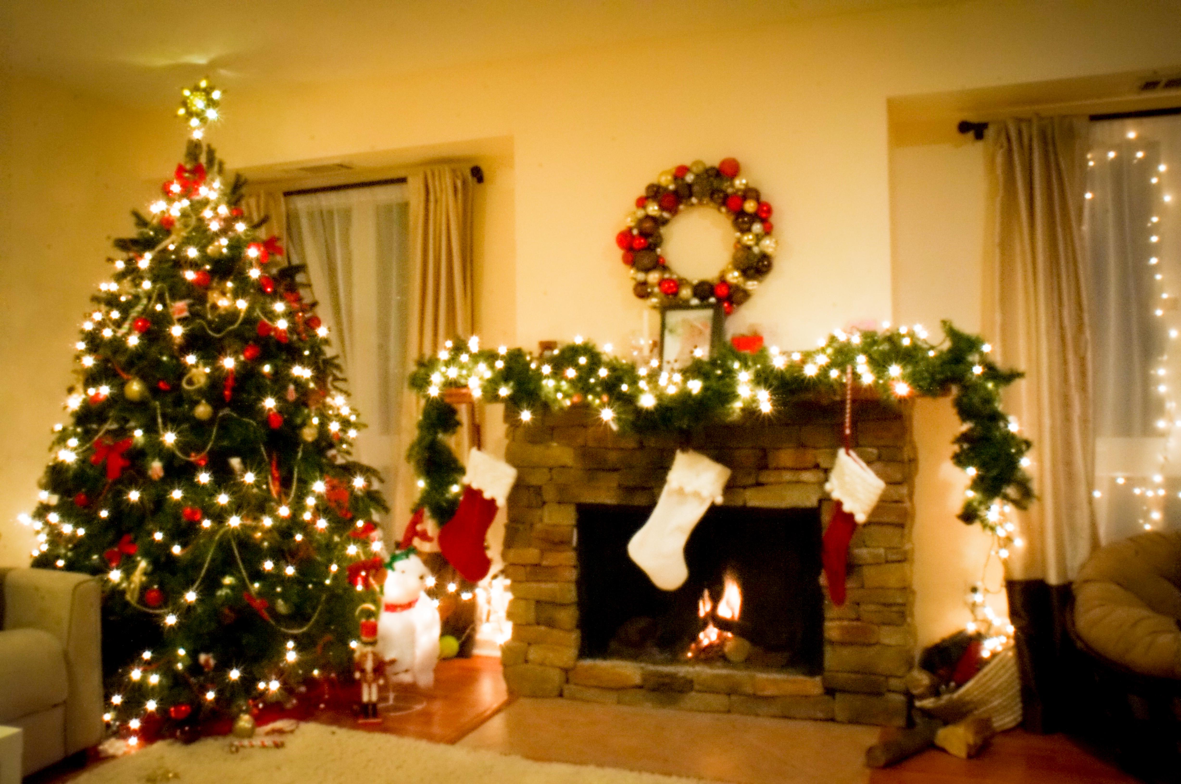 Christmas Tree In Fireplace 