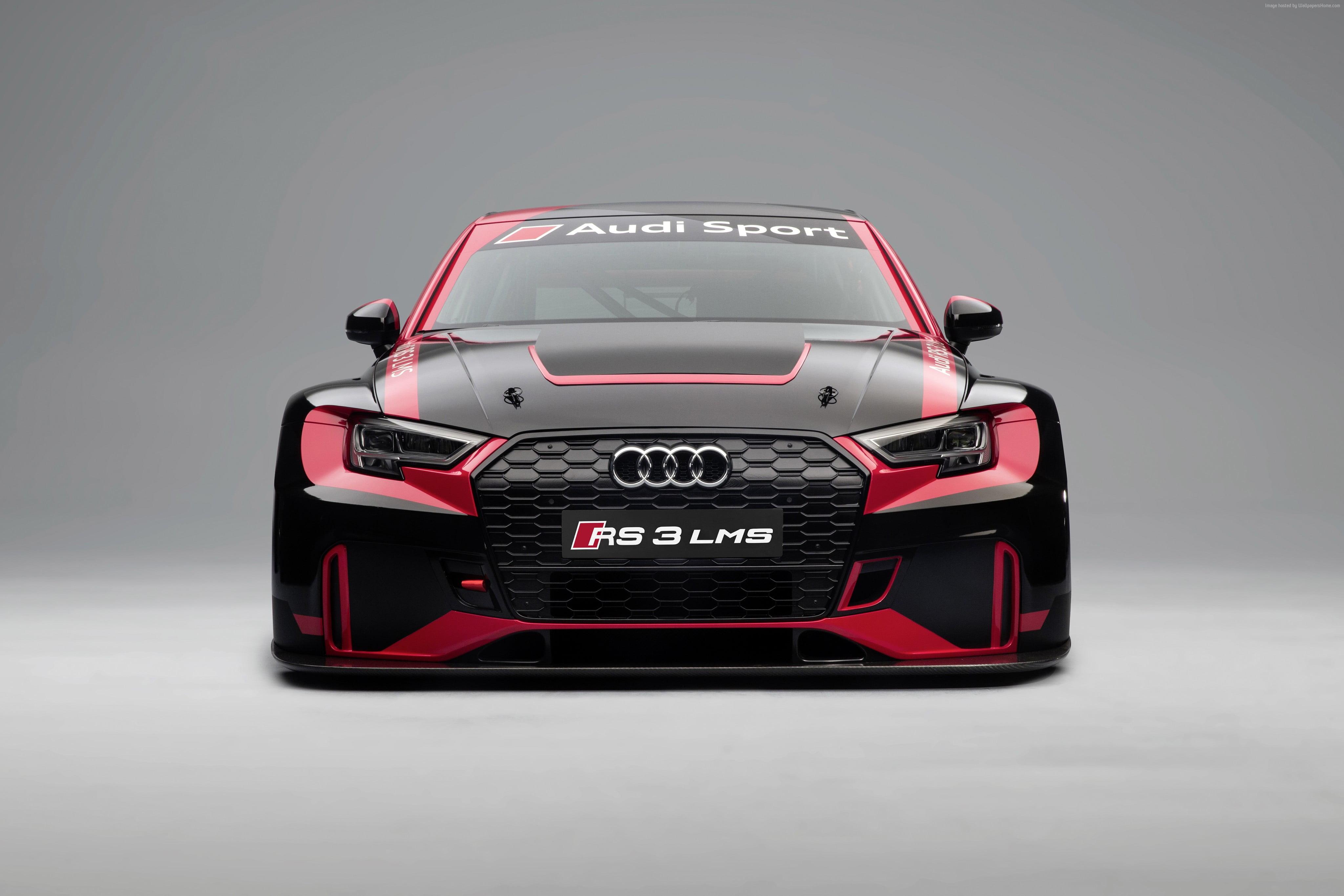 Black and red Audi car front end HD wallpaper