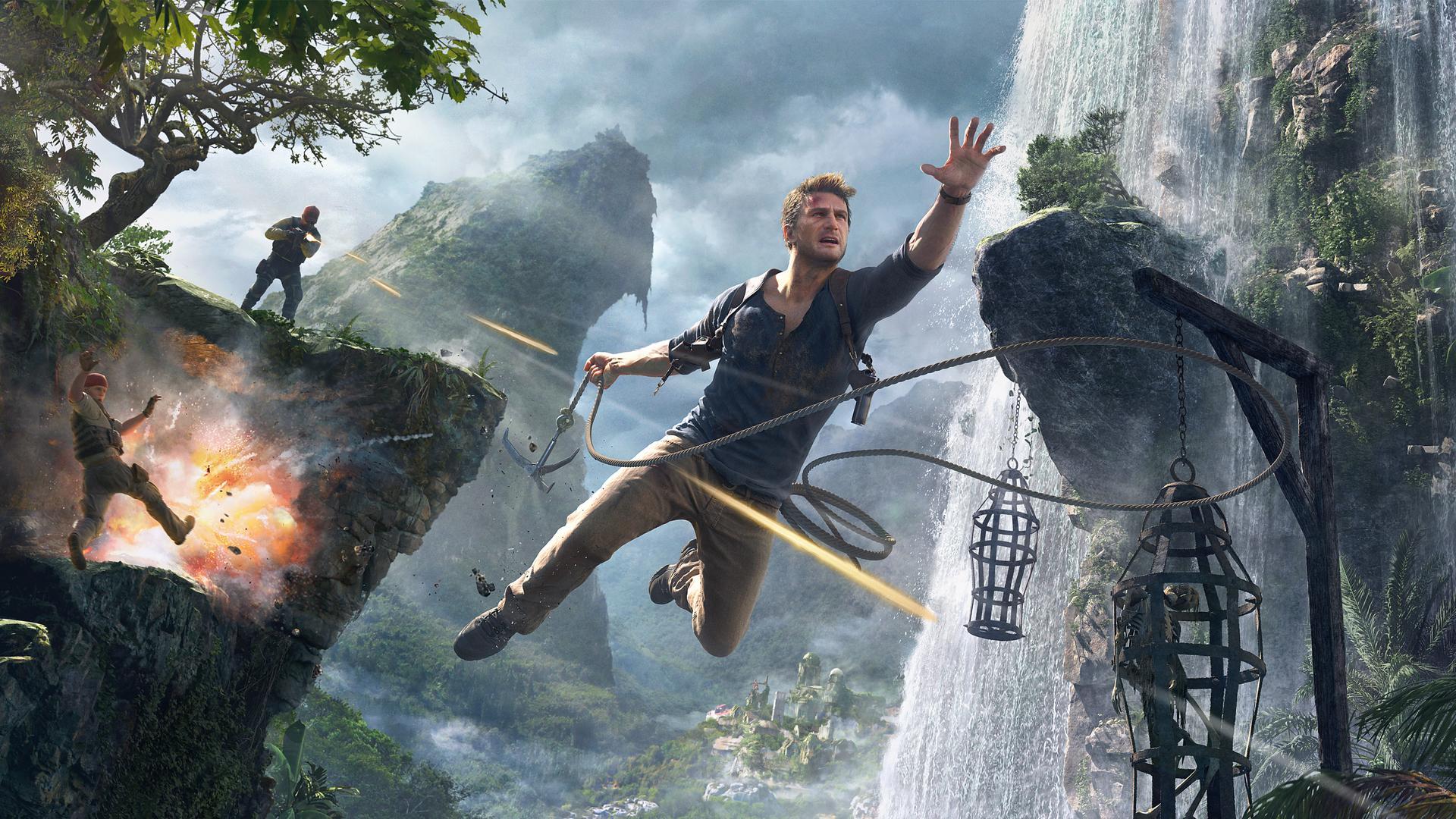 Drake's jump Wallpaper from Uncharted 4: A Thief's End