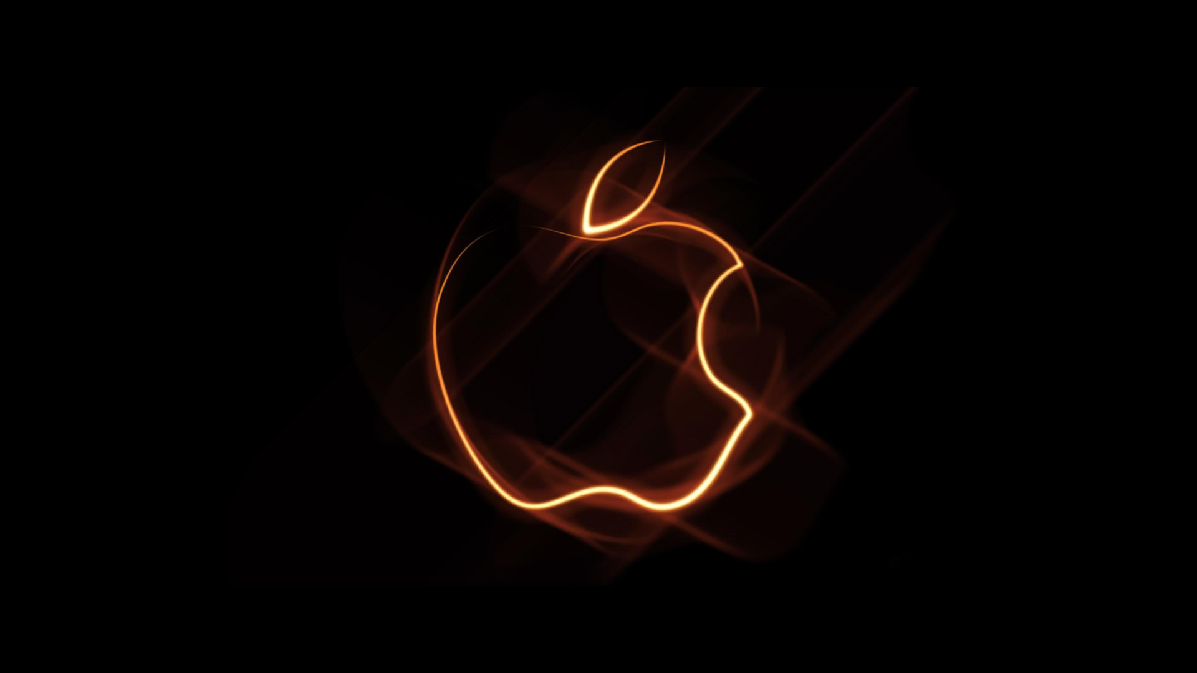 Orange Outline Apple Logo Wallpaper for Desktop and Mobiles 4K Ultra HD