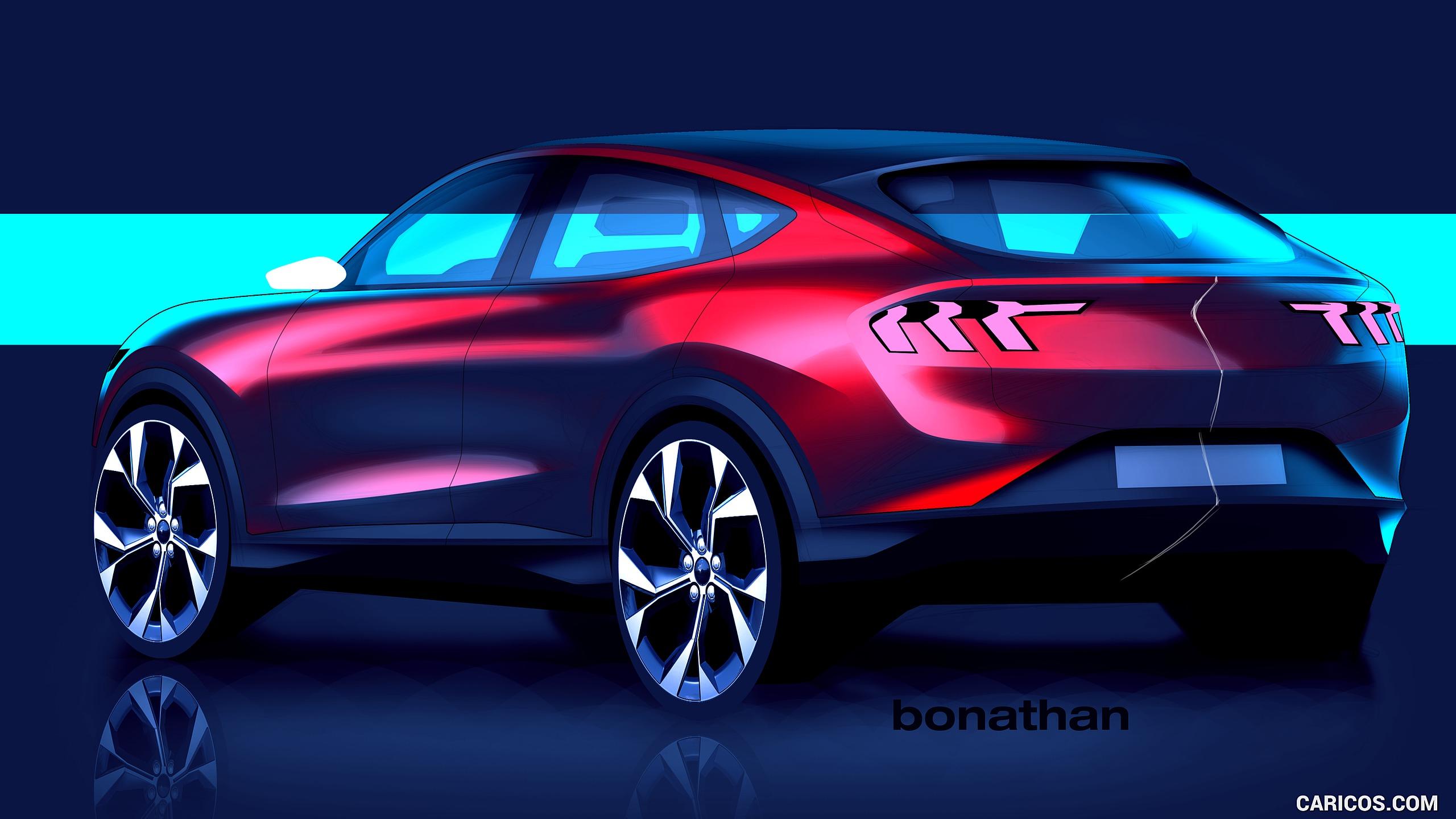 Ford Mustang Mach E Electric SUV Sketch. HD Wallpaper