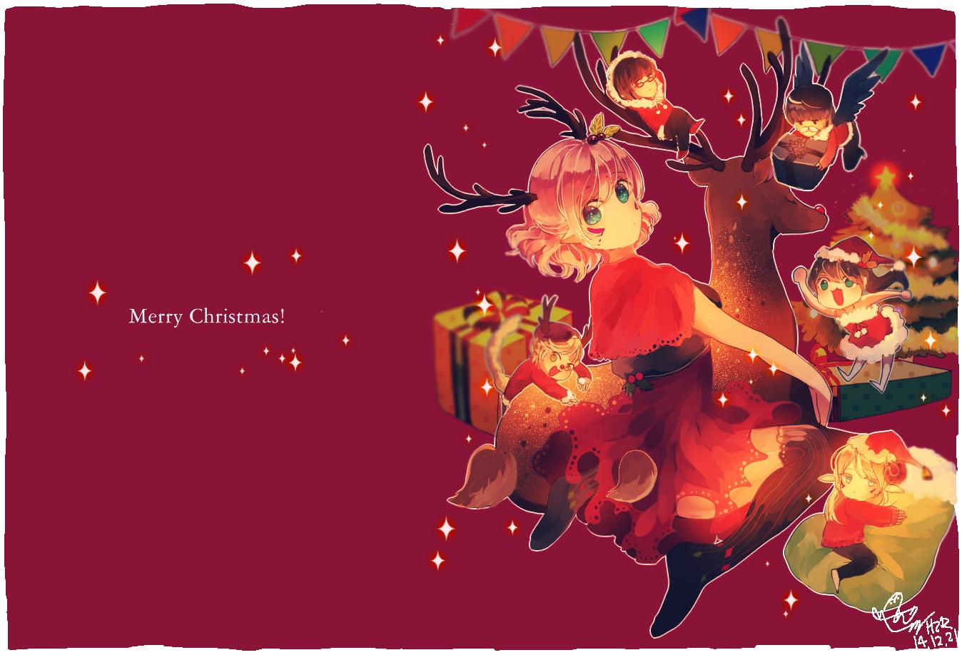 Merry Christmas wallpaper, Christmas, anime, hizrin HD