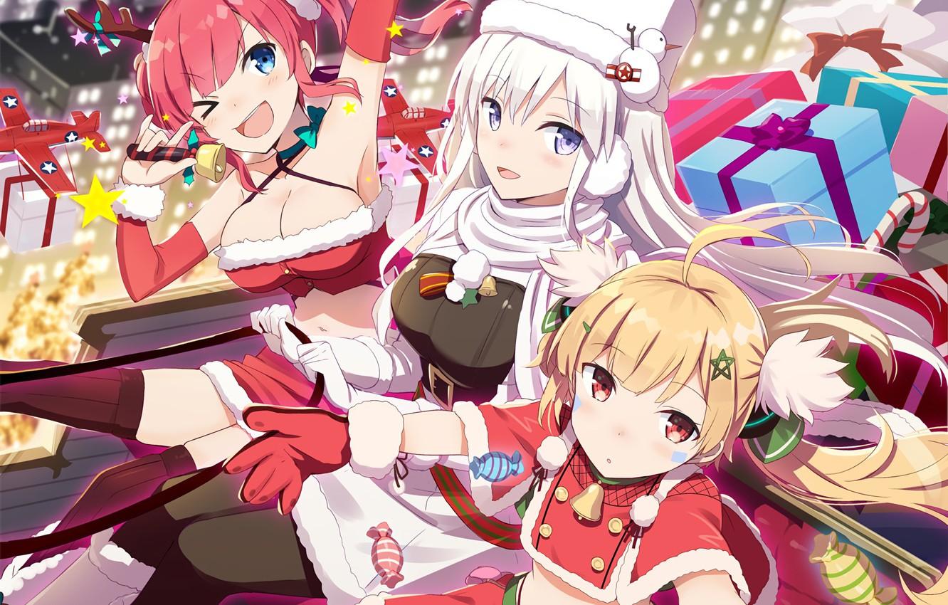 Wallpaper girls, new year, Christmas, anime, art, azur lane