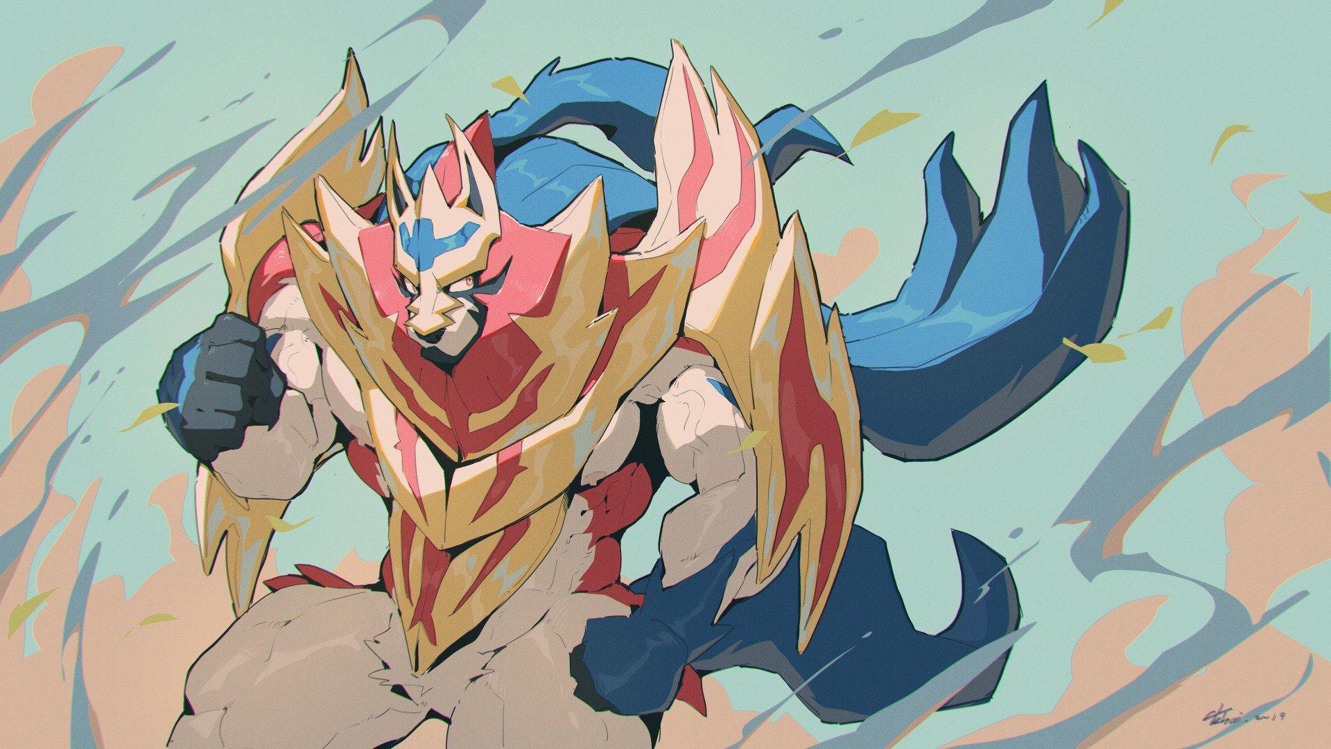 Download Zamazenta And Zacian Split Screen Wallpaper | Wallpapers.com