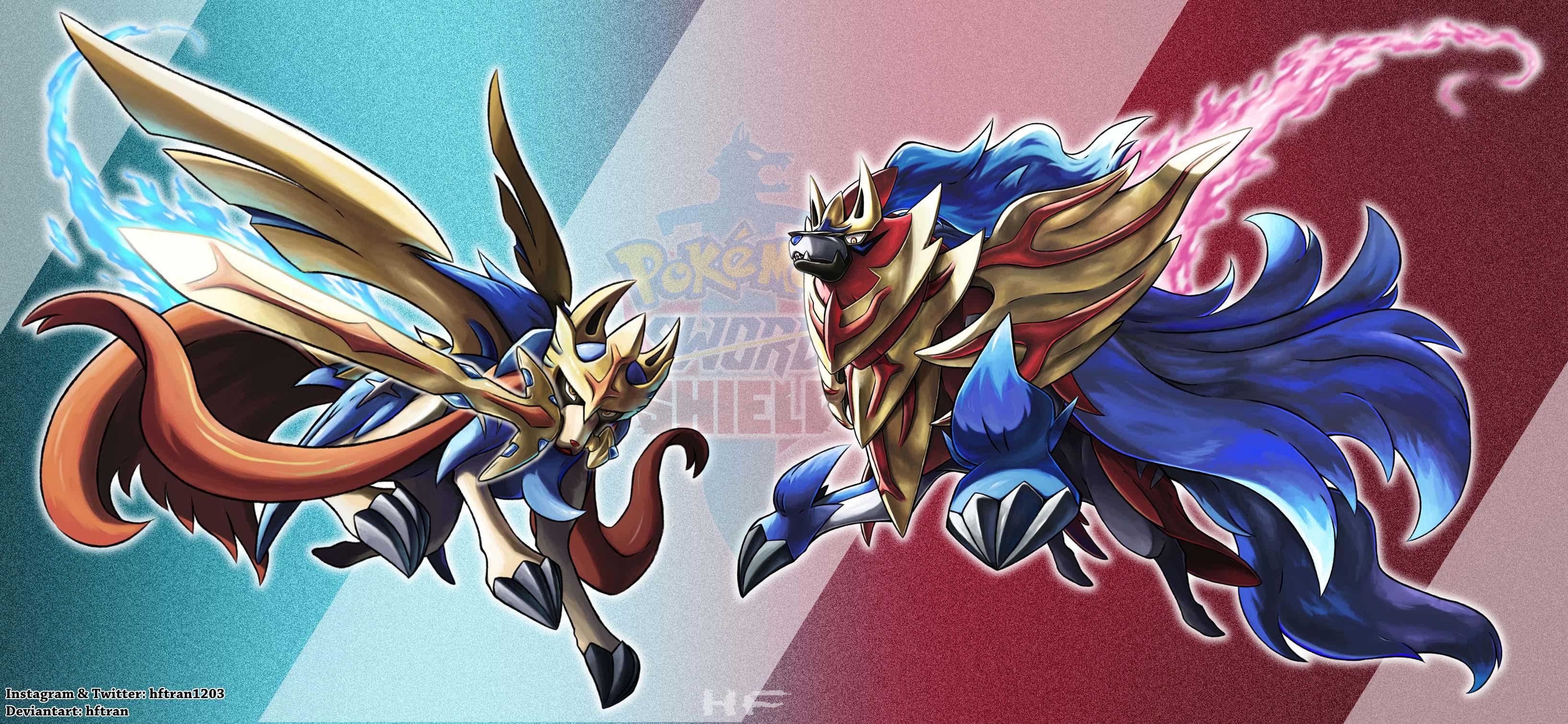 Download Zacian And Zamazenta Playing Together Wallpaper