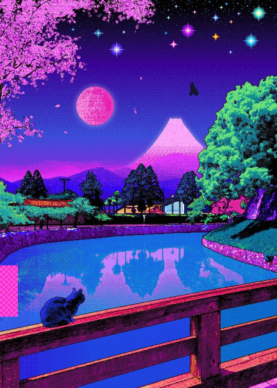 Moon Kawaii Pixels wallpaper
