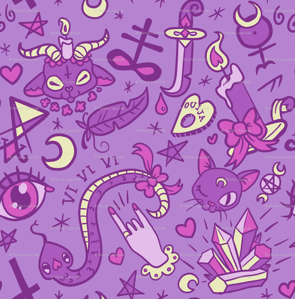 Cute Occult in Purple wallpaper