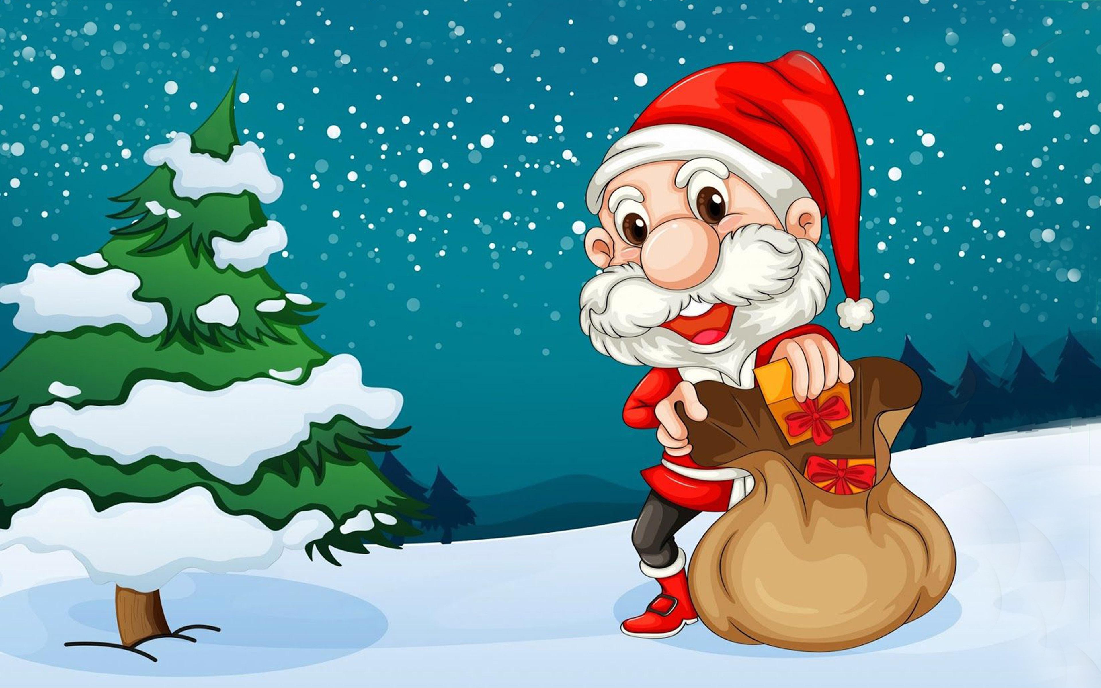 Merry Christmas Santa Claus Christmas tree Cartoon HD