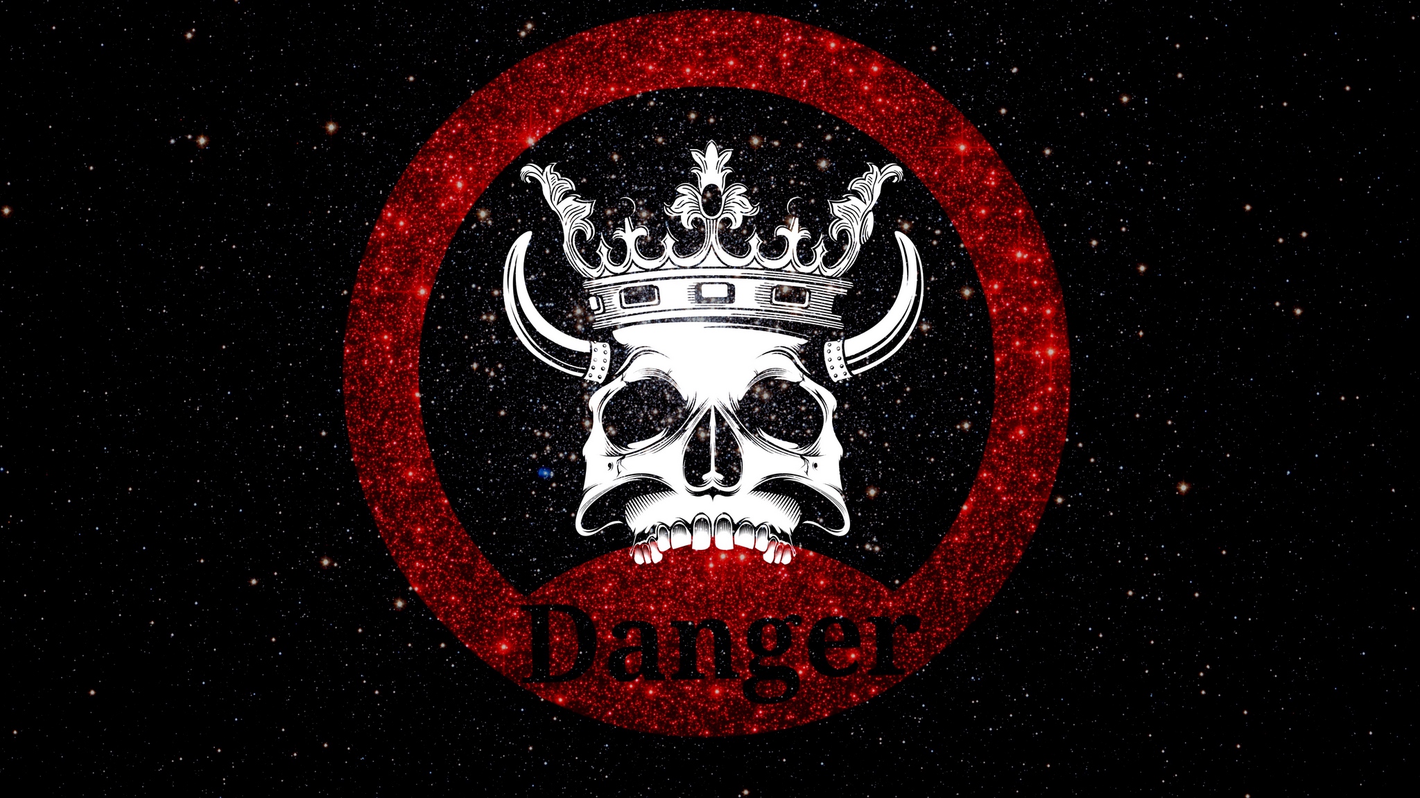 Download wallpaper 2048x1152 skull, crown, danger