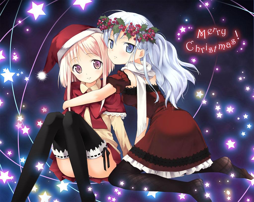 Merry Christmas Anime Sisters Girls Desktop HD Wallpaper
