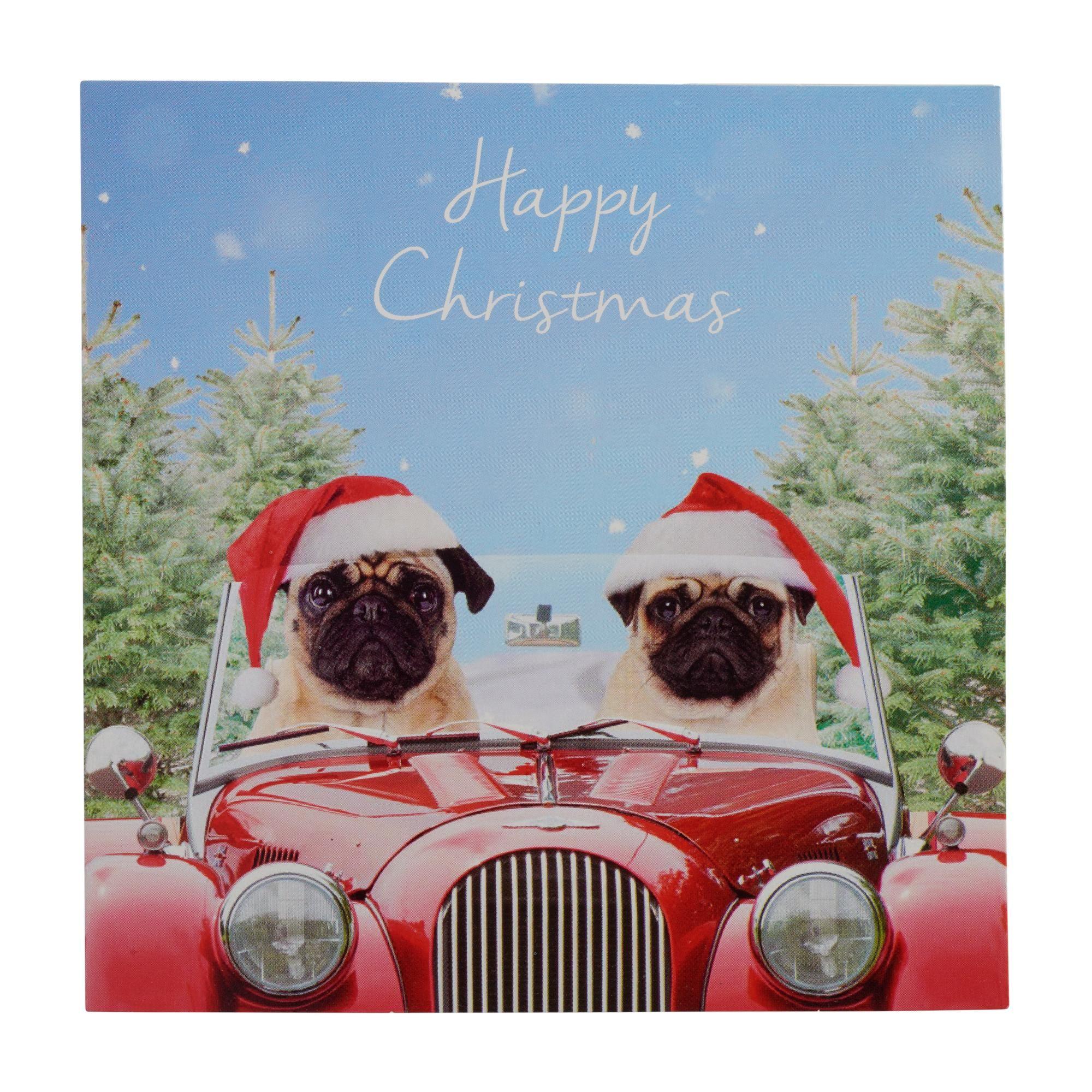 Pug Christmas card Available post