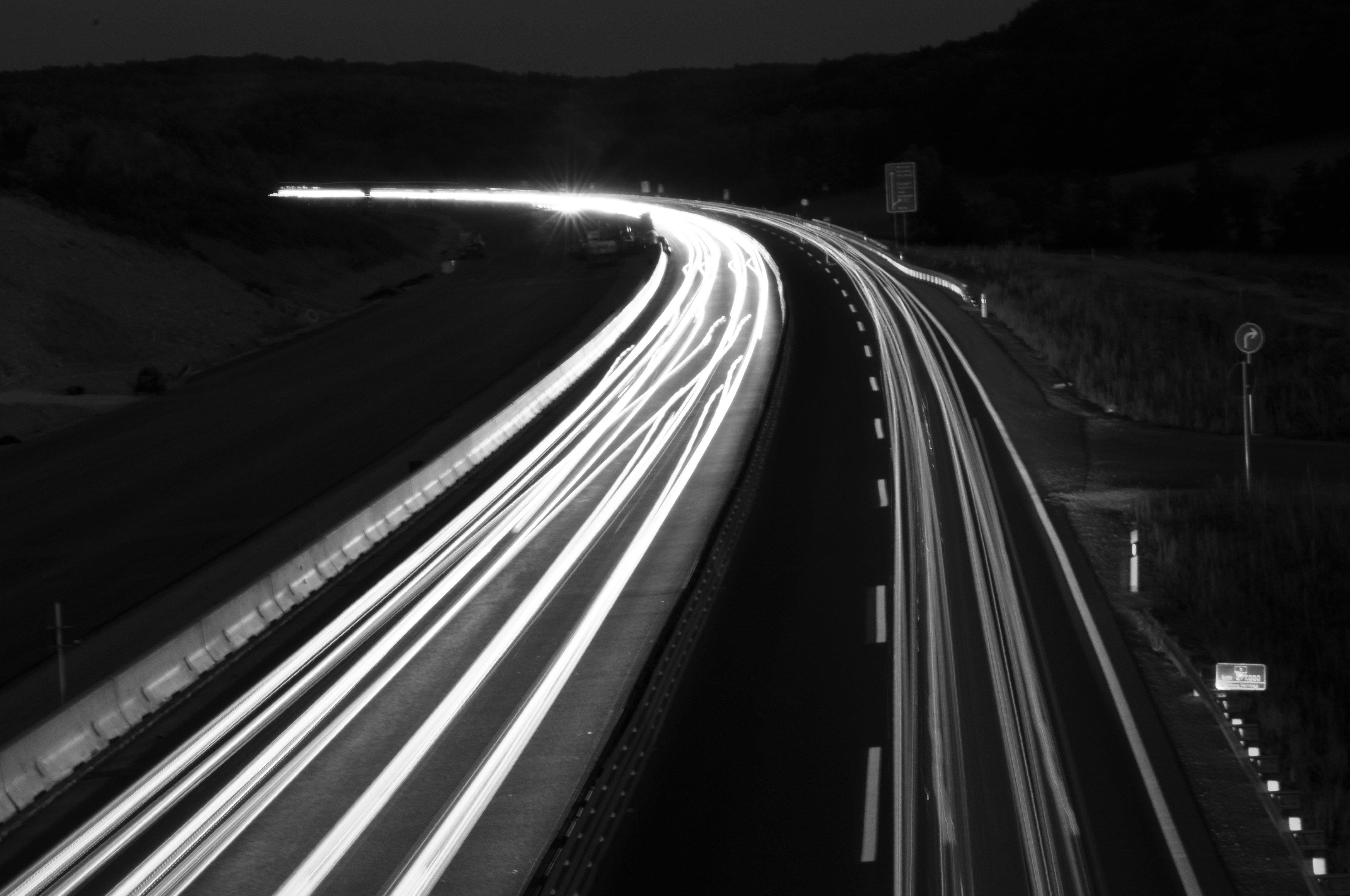 px Long Exposure monochrome night road Traffic